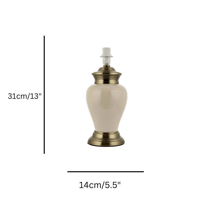 Dalston Cream Ceramic Table Lamp Base - Modern Home Decor Lighting for Bedroom, Living Room & Office