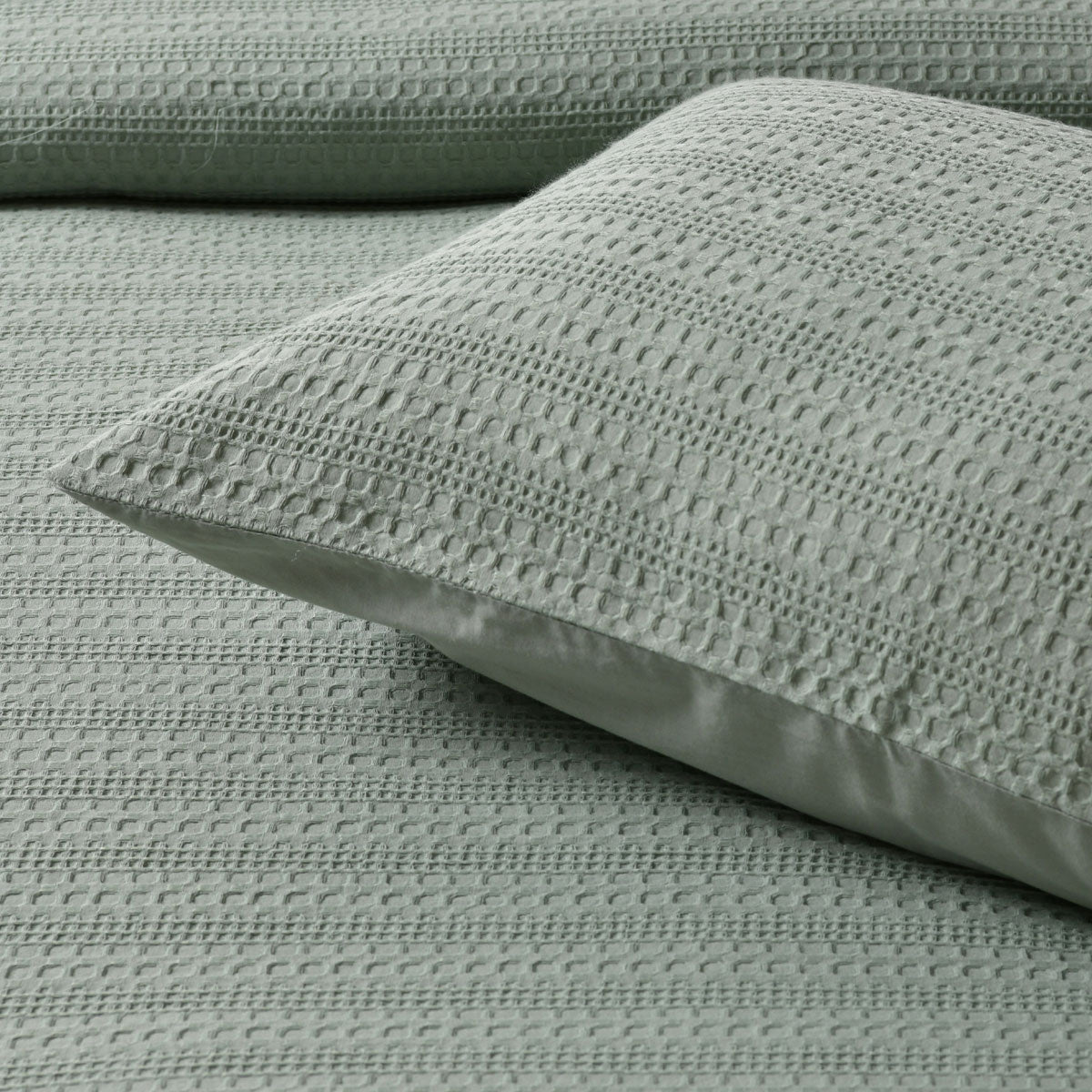 Bianca Kahlani Sage Green Waffle Weave Quilt Cover Set - Single Size Bedding for Cozy Bedroom Decor | Soft & Breathable Cotton Duvet Cover for All Seasons