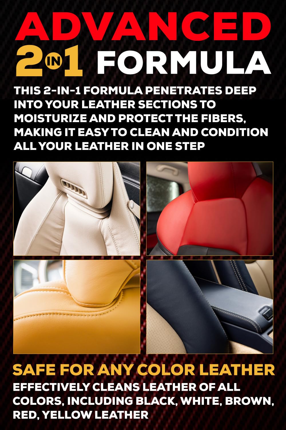 SHINE ARMOR Leather Cleaner & Protector - Car Seats, Furniture, Bags - 8 Fl Oz