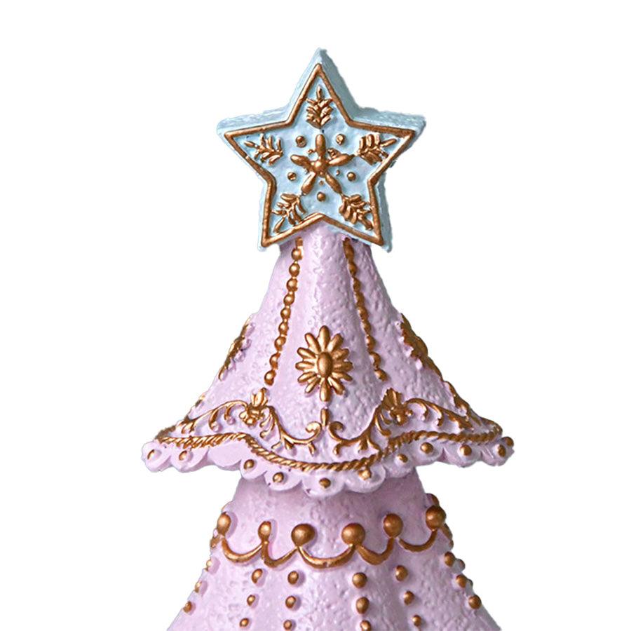 Harmonier Desktop Christmas Tree Gingerbread Ornament - 25cm Pink Holiday Decoration (610g) for Home, Office & Festive Party Decor
