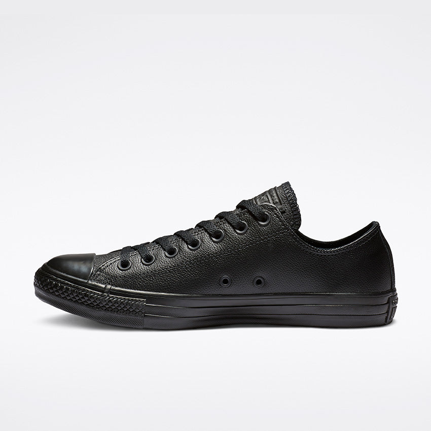 Converse Women's Chuck Taylor All Star Low Top Triple Black Leather Sneakers - Casual Streetwear Shoes for Everyday Wear & Fashion Outfits