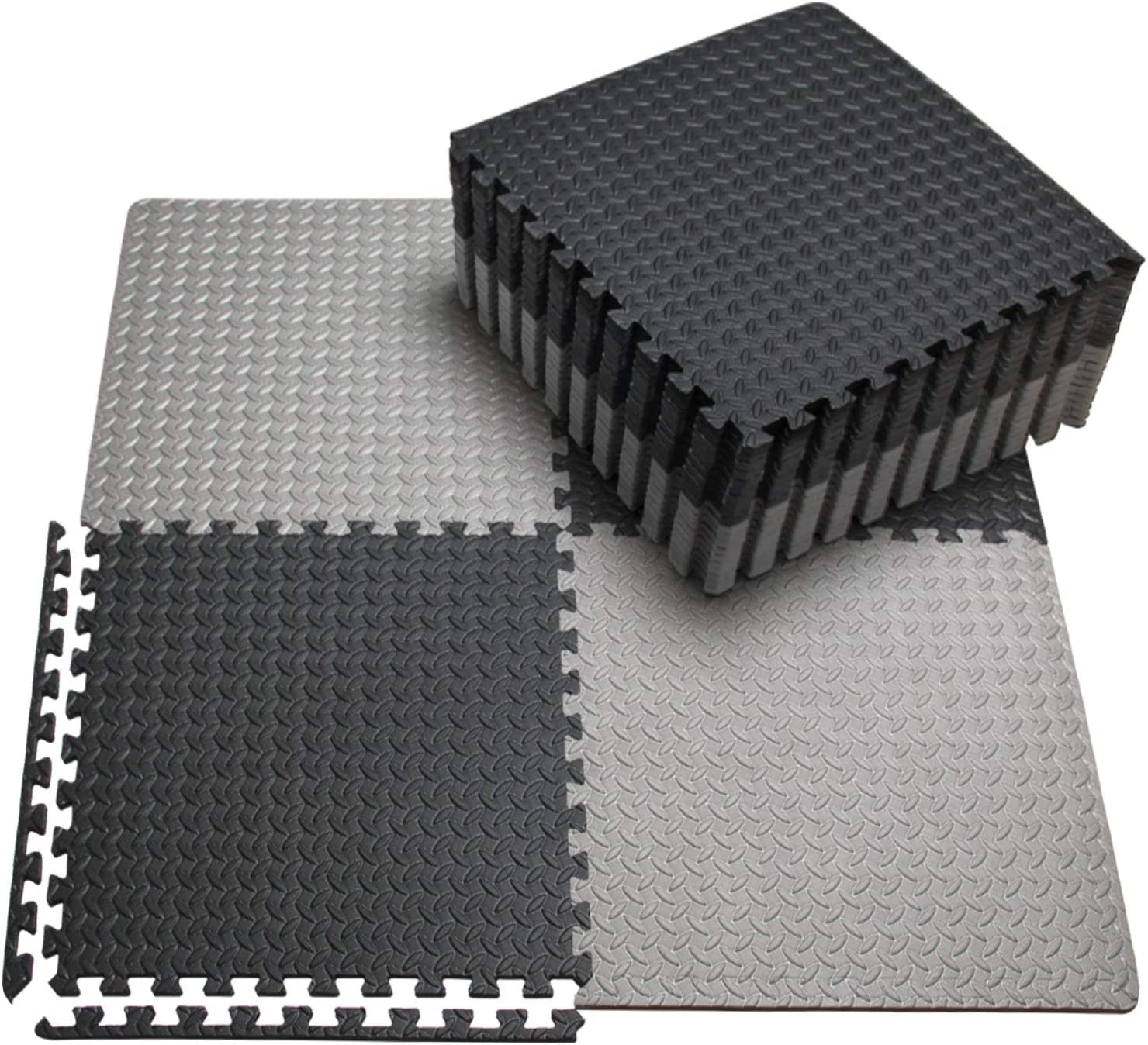 innhom 12/24/48 Tiles Interlocking Gym Floor Mats - High Density Foam Exercise Mat for Home Gym, Workout Room & Garage - Perfect for Weightlifting, Yoga & Fitness Equipment Protection