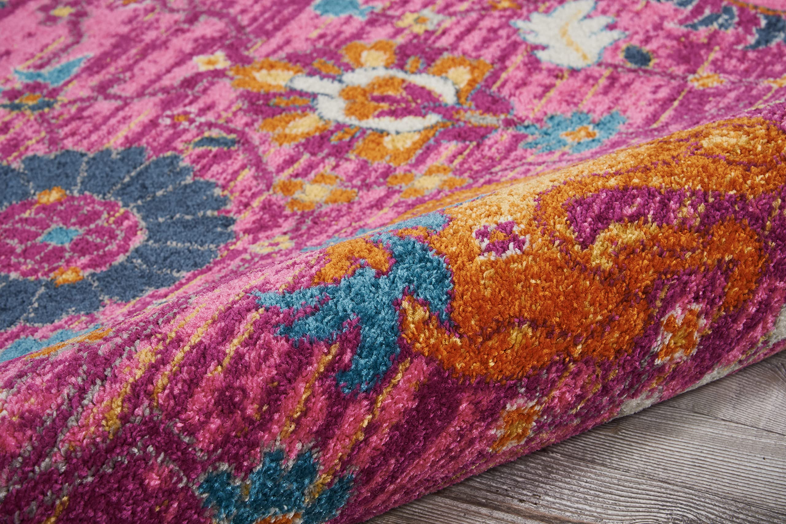 Nourison Passion Fuchsia 8' Round Area Rug - Boho Moroccan Style for Bedroom, Living Room, Dining Room & Kitchen - Easy to Clean & Non-Shedding - Perfect for Boho Chic Decor, Cozy Home & High Traffic Areas (8' Round)