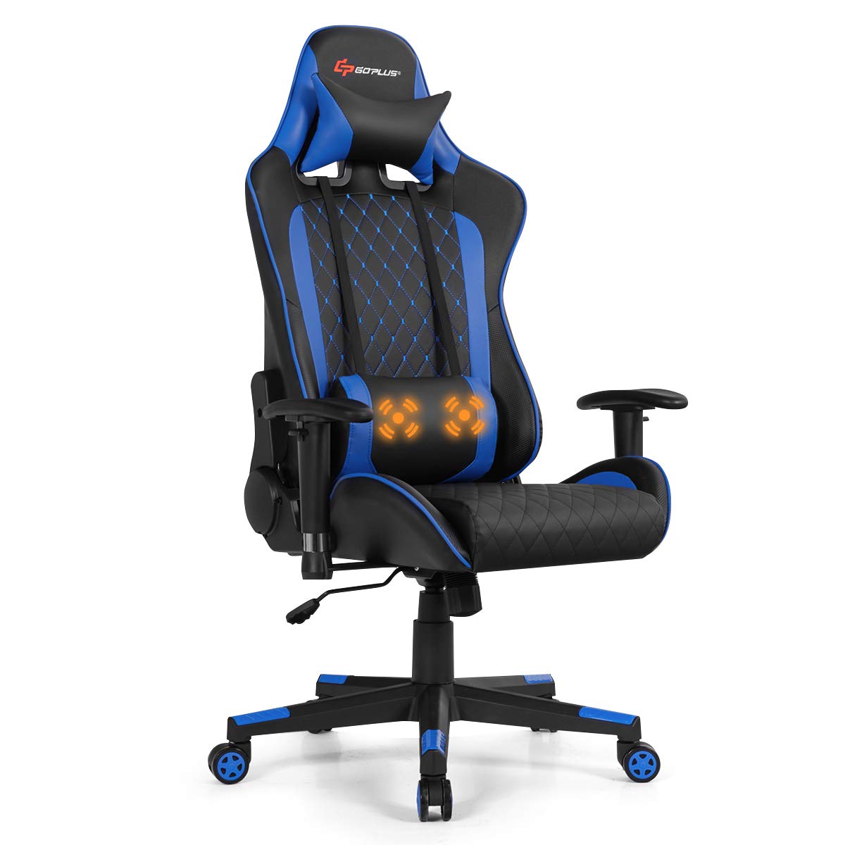 Goplus Ergonomic Massage Gaming Chair - Reclining High Back Office Chair with Adjustable Headrest, Lumbar Support & PU Leather - Perfect for PC Gaming, Work & Home Office Relaxation