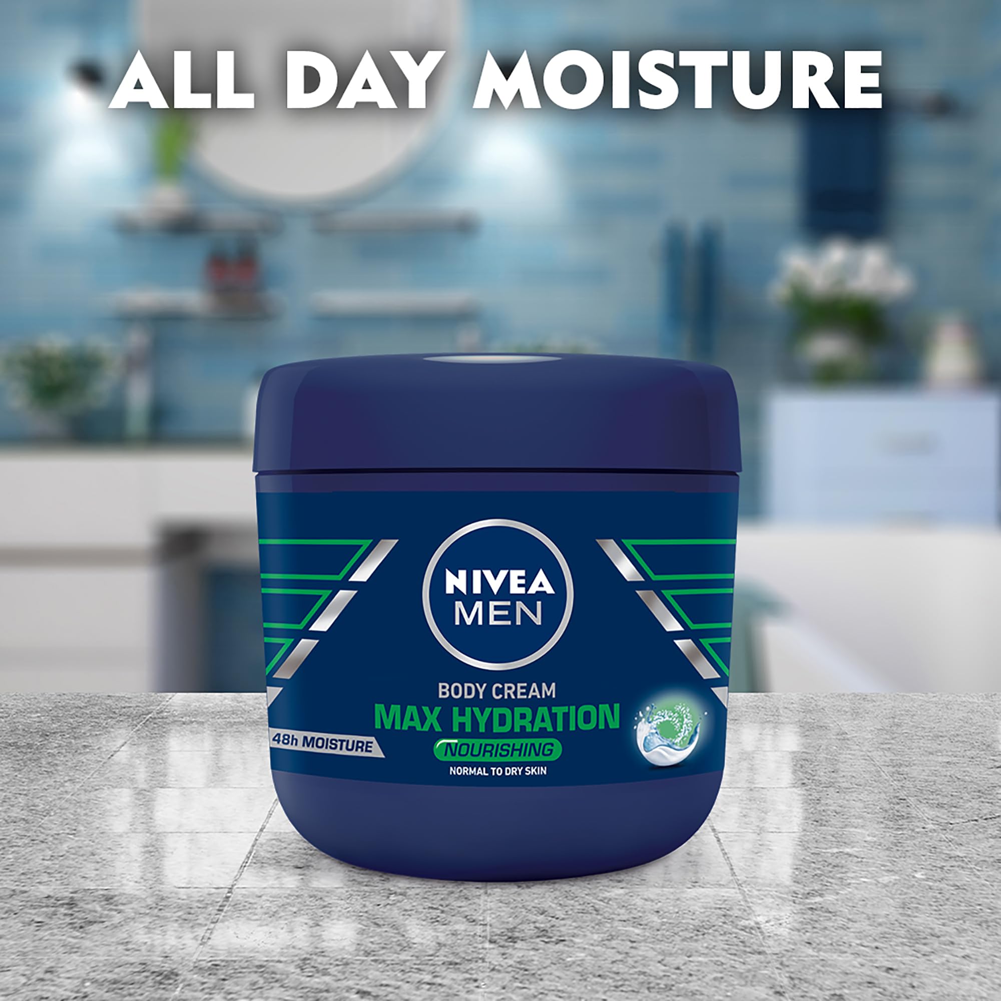 Nivea Men Max Hydration Body Cream 13.5 oz - Deep Moisturizing Lotion for Dry Skin - Post Shave & Daily Body Care for Men