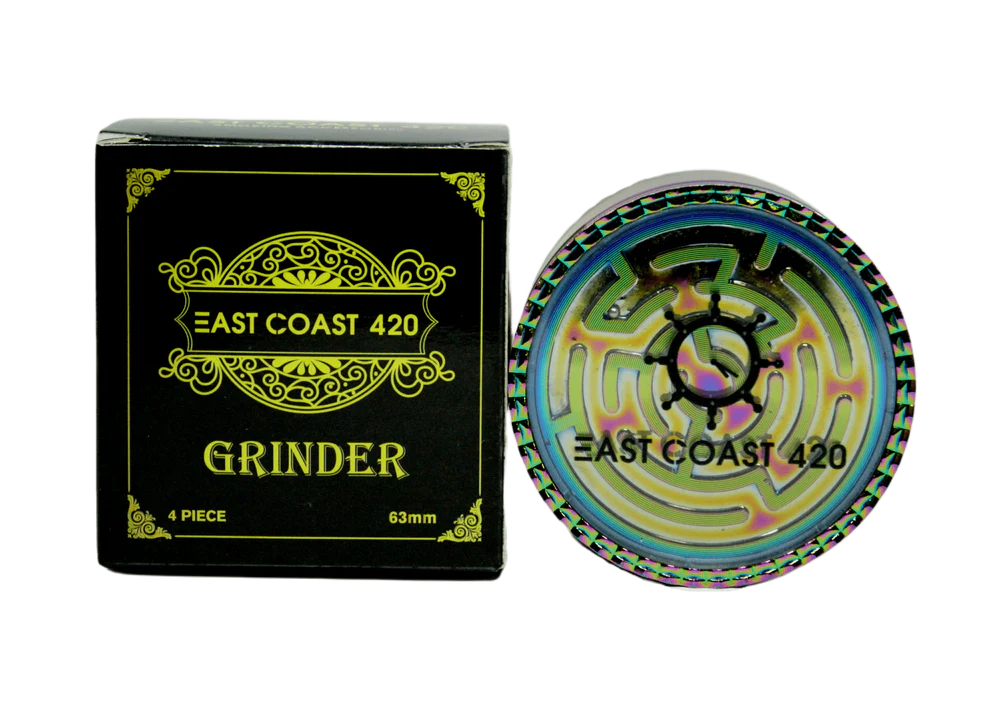EC420 Maze 65mm 4 Piece Herb Grinder - Purple | Premium Metal Weed Grinder for Dry Herbs & Spices | Perfect for Rolling Papers, Pipes & Vaporizers