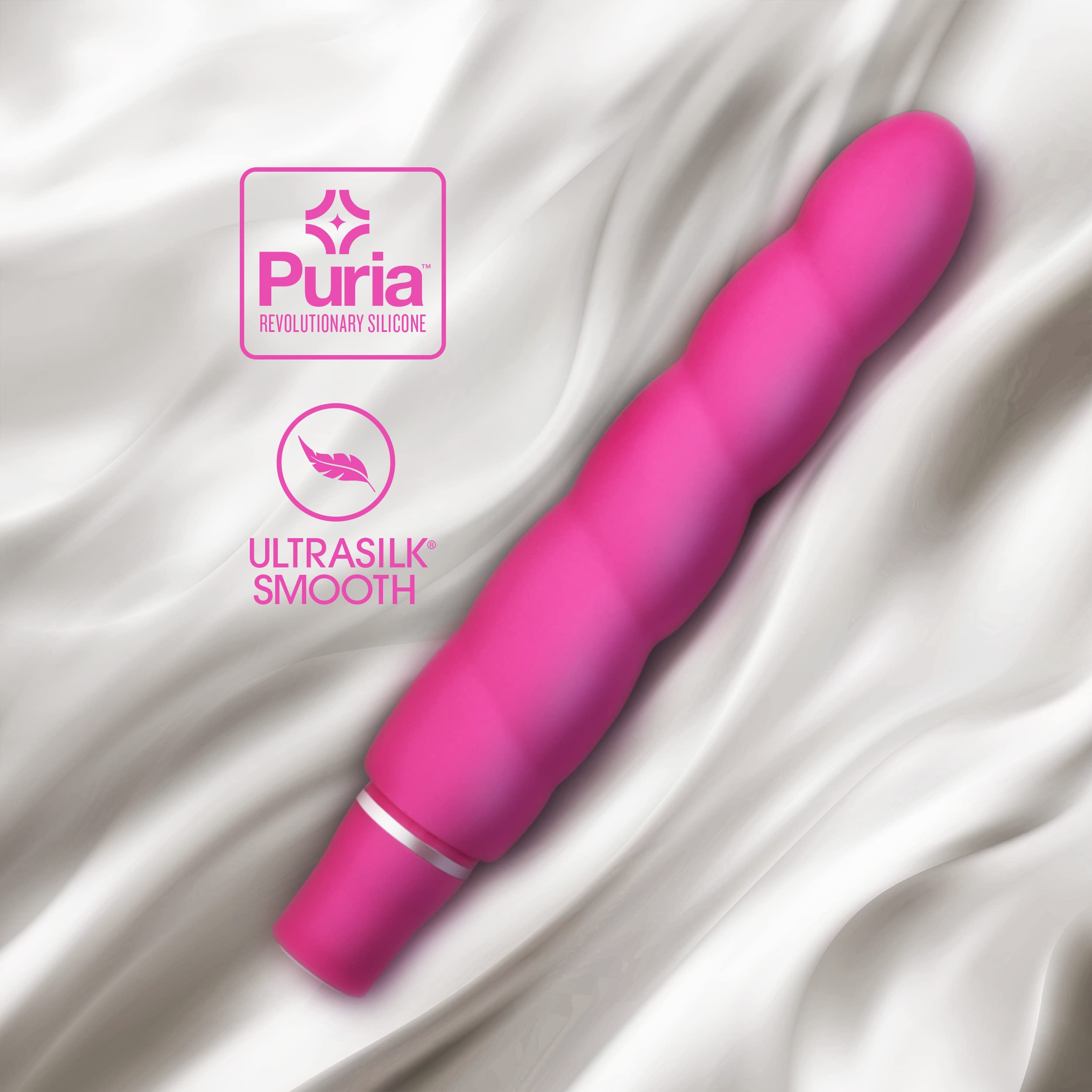 Blush Novelties Luxe Anastasia - 6.5 Inch 10-Speed Vibrating Spiral Platinum Silicone AA Battery Powered Vibrator - Ribbed Stimulator for G-Spot & Clitoral Pleasure - IPX7 Waterproof Sex Toy for Women & Couples - Pink - Perfect for Shower Play & Sensual Massage