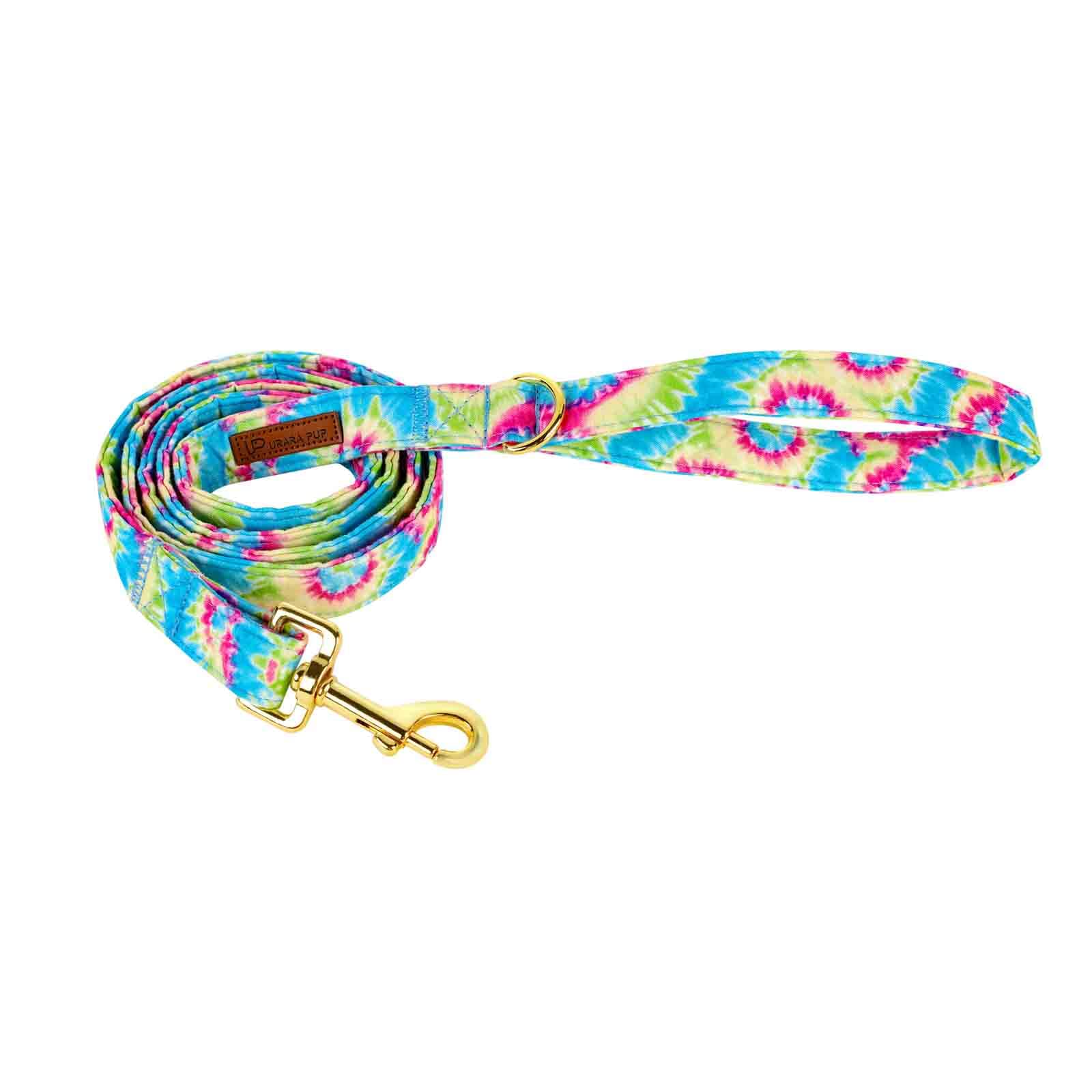 Durable Cotton Dog Leash & Collar Set with Tie-Dye Pattern for Small, Medium & Large Dogs - Perfect for Walking, Training & Outdoor Adventures