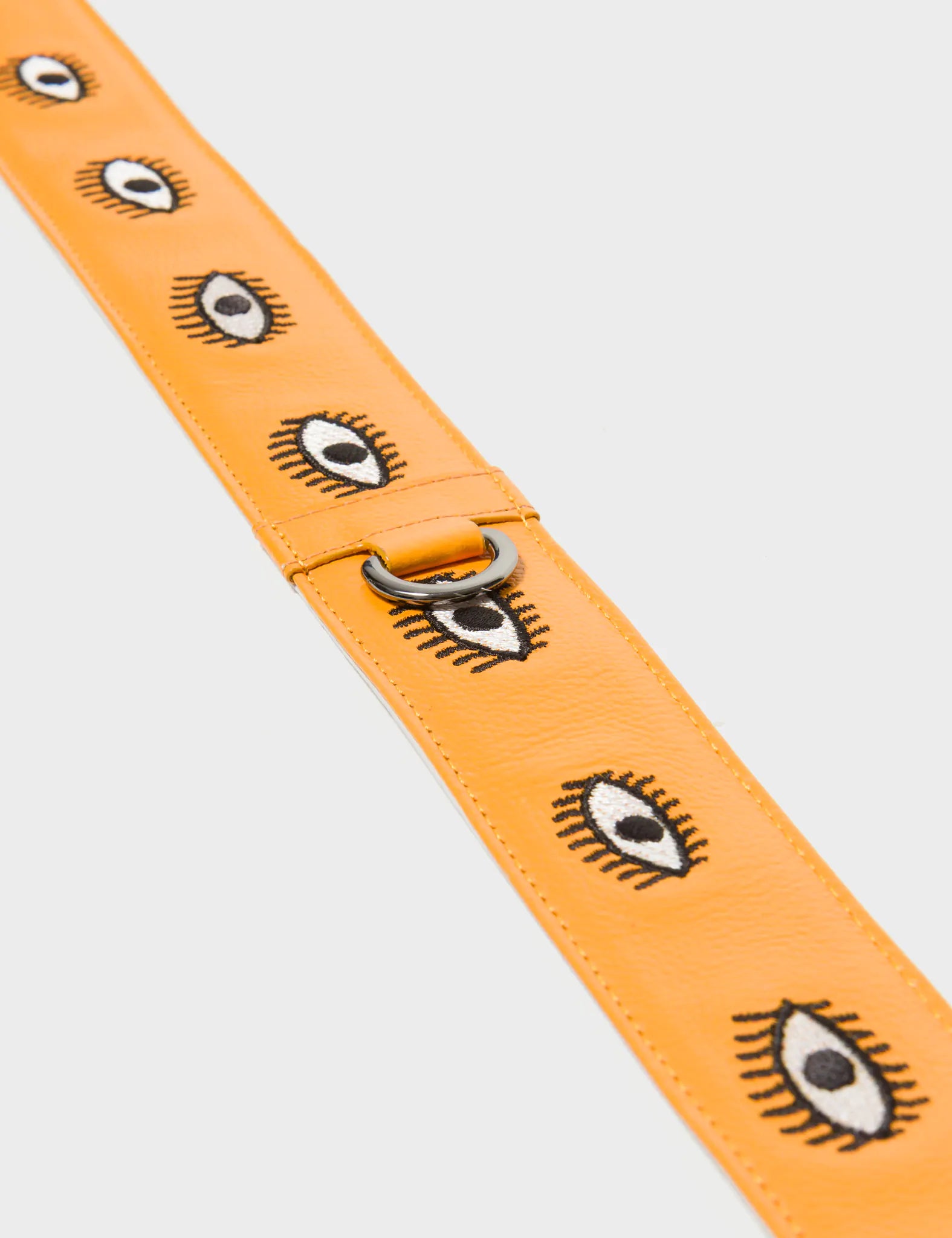 Detachable Marigold Leather Shoulder Strap with All Over Eyes Embroidery - Perfect for Handbags, Totes & Crossbody Bags | Boho Chic Accessory for Women