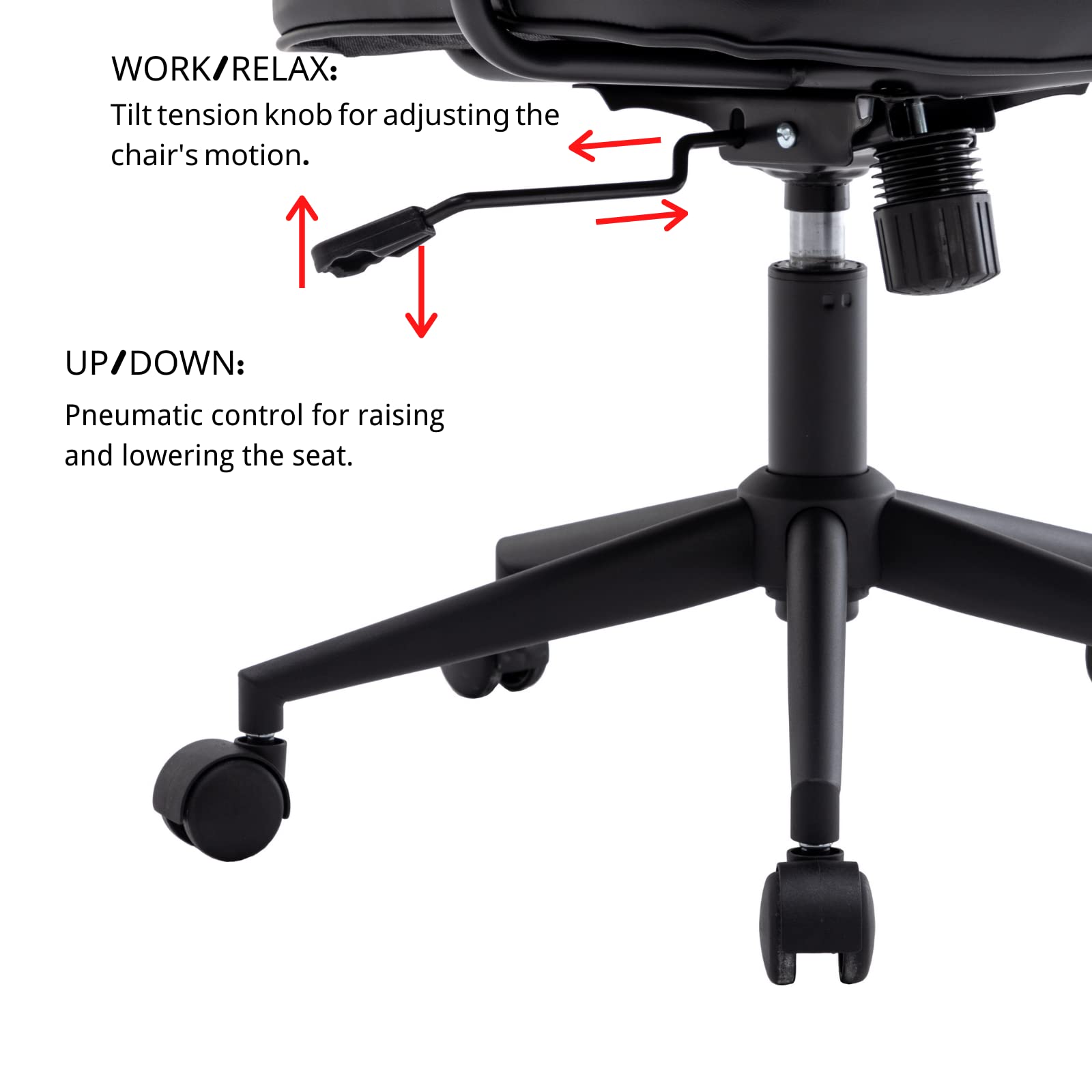 LukeAlon Adjustable PU Leather Office Chair - 360° Swivel Ergonomic Desk Chair with Armrests, Thickened Seat & Tilt Function for Home Office, Study or Gaming - Modern Button Tufted Computer Chair in Black