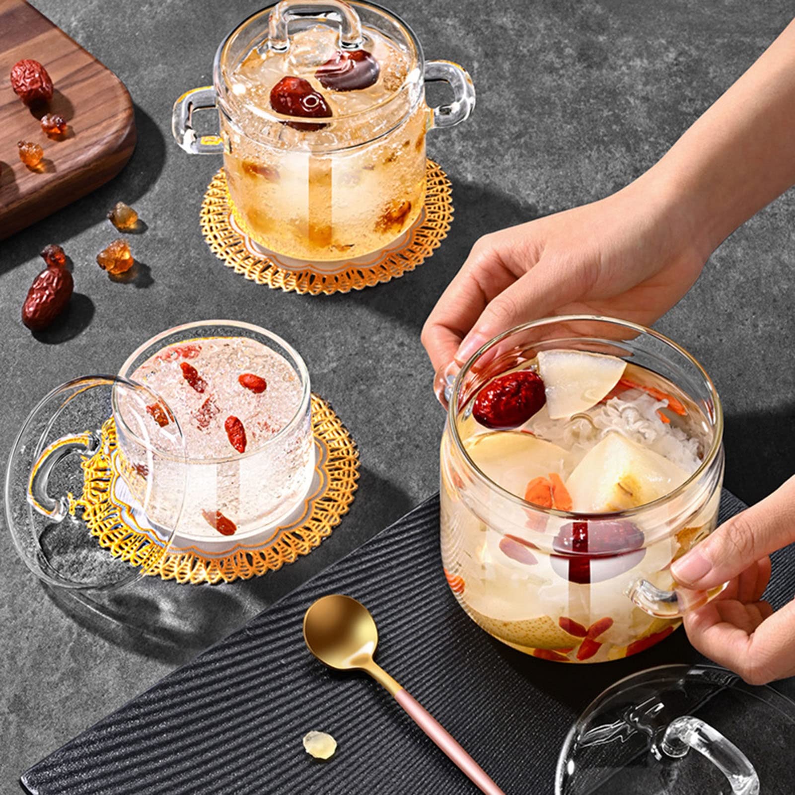 Borosilicate Glass Stock Pot with Lid - Clear Heat-Resistant Milk Pan, Sauce Pot & Mini Cookware (15.5x13.5x10cm) - Perfect for Simmering, Boiling Milk, Cooking Sauces & Small Batch Meals