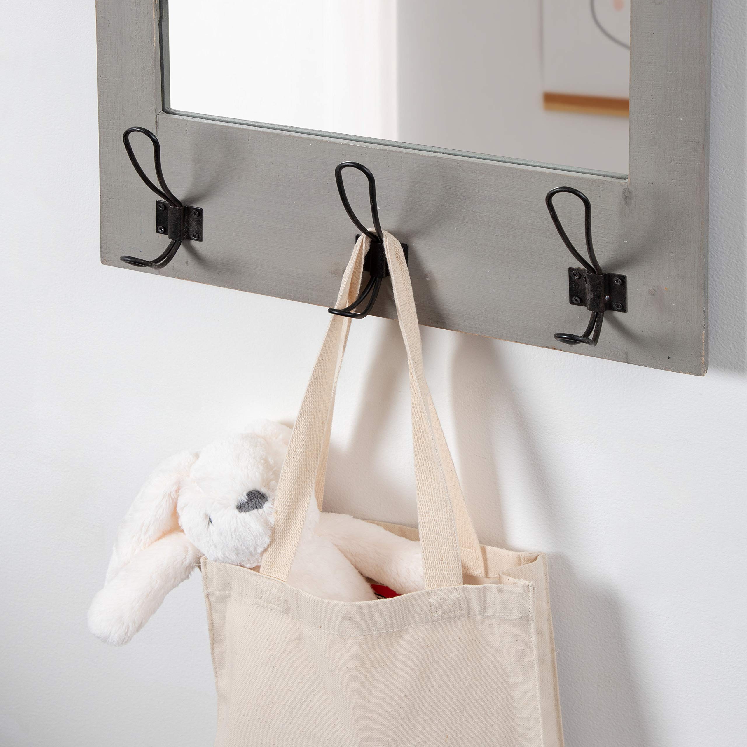 Kate and Laurel Cates Rustic Wall Mirror with Hooks - 18