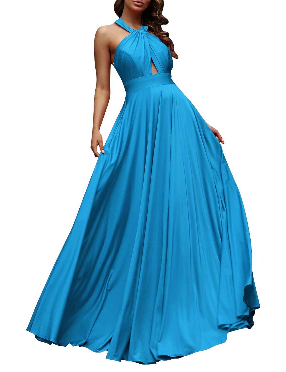 Elegant Long Halter Prom Dresses for Women - Stretchy Satin A-Line Evening Gown for Formal Events, Homecoming & Special Occasions