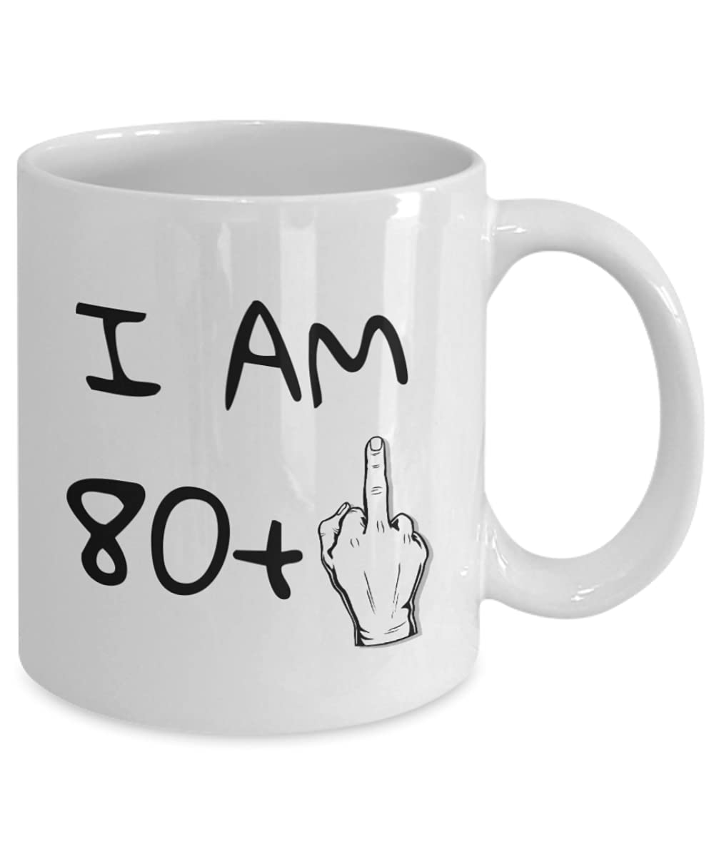 ZapBest 81st Birthday Coffee Mug - Funny 'I Am 80+1' Quote for Grandma & Grandpa - 11 Oz White Porcelain Tea Cup - Perfect Gift for 81 Year Old Birthday Celebration, Retirement Party & Grandparents Day