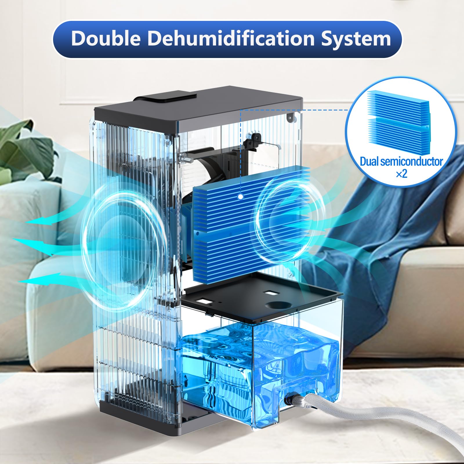 120 OZ Dehumidifier for Home up to 1000 sq.ft - Large Capacity with Humidity Display, Timer & Auto Shut Off - Portable Dehumidifier with Drain Hose for Basement, Bedroom, Bathroom - Perfect for Mold Prevention & Moisture Control in Humid Climates