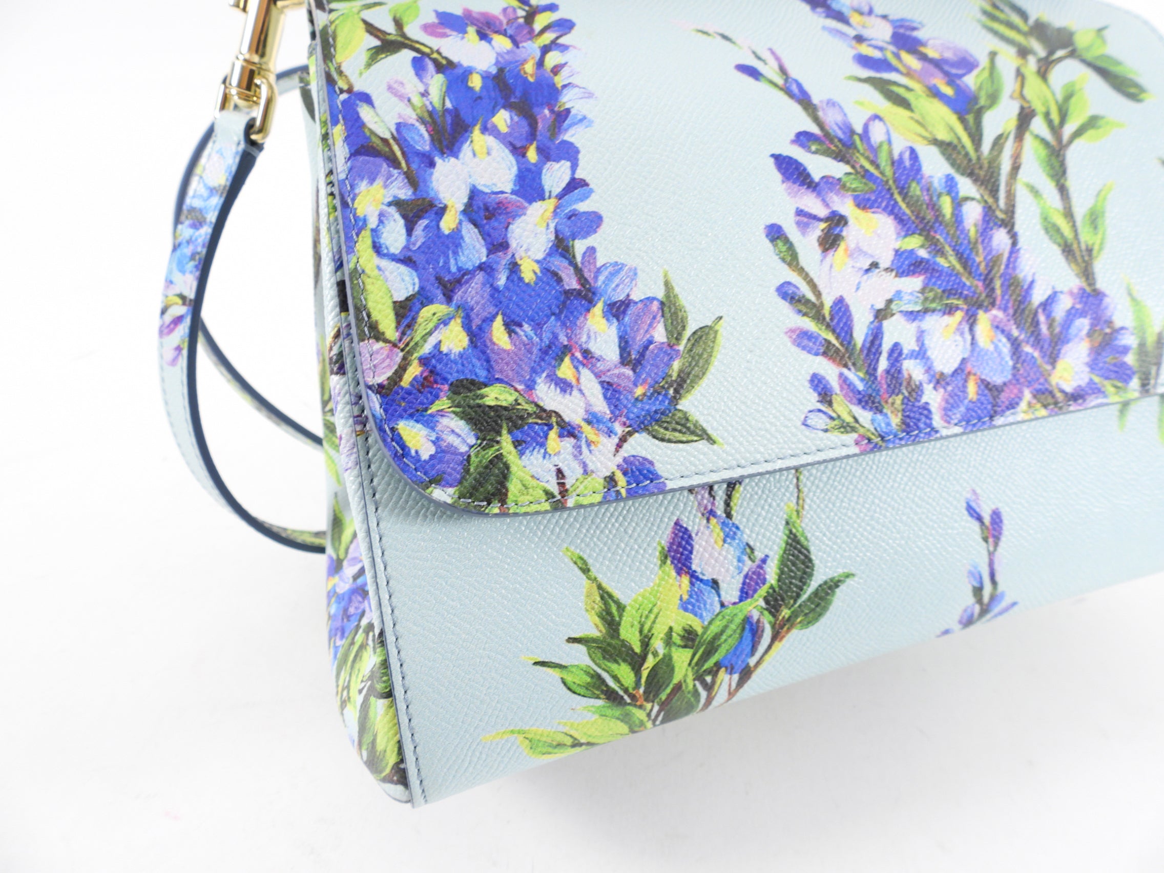 Dolce & Gabbana Miss Sicily Handbag - Purple & Turquoise Floral Print Leather Shoulder Bag for Women | Perfect for Parties, Weddings & Evening Events