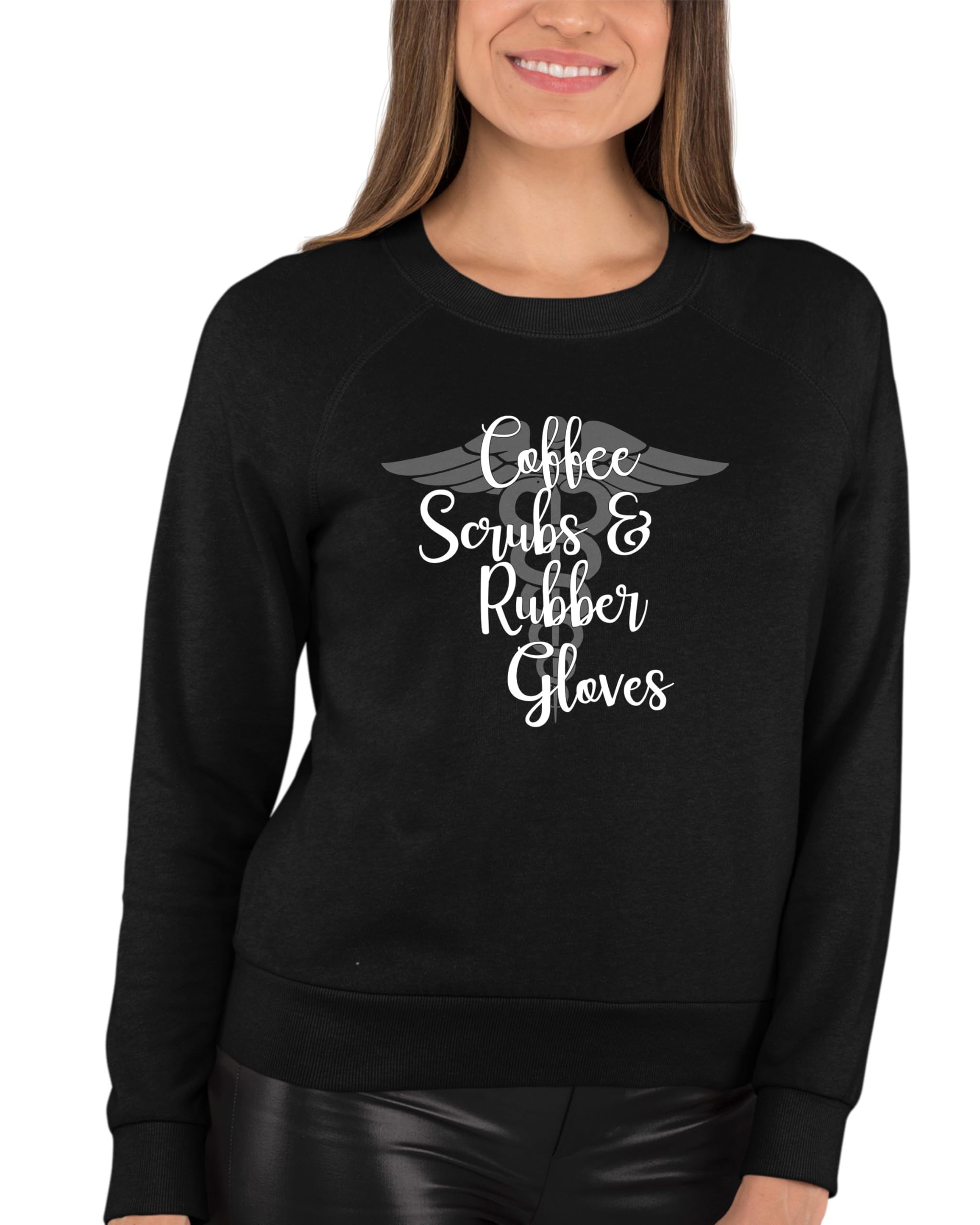 Premium Coffee Scrubs & Rubber Gloves for Nurses & Doctors - Comfortable Medical Crewneck Sweatshirt | Ideal for Hospitals, Clinics & Healthcare Professionals