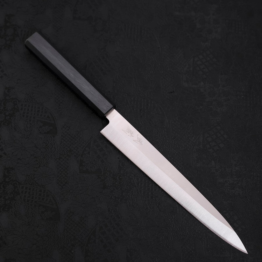 Premium Yanagiba Sushi Knife - AUS 8 High Carbon Steel Blade with Polished Dark Blue Urushi Handle (210mm) - Perfect for Sushi Chefs & Japanese Cuisine Preparation