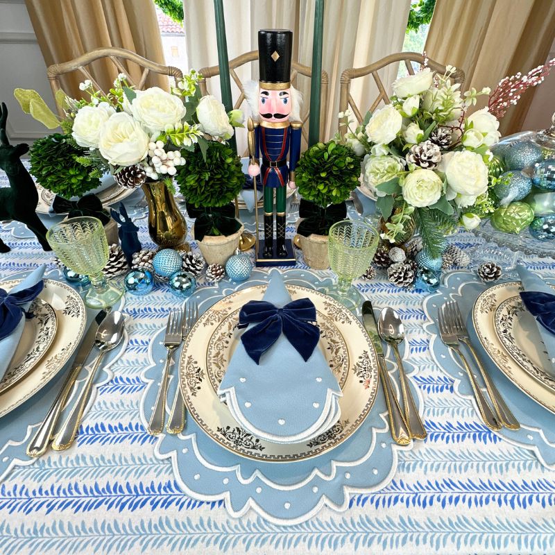 Blue Ava Placemats Set of 4 - Waterproof & Non-Slip Dining Table Mats for Everyday Use, Dinner Parties & Home Decor
