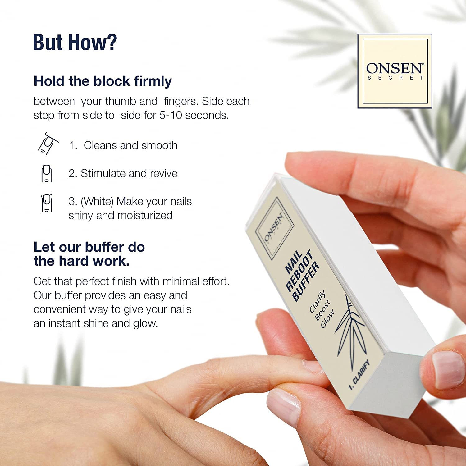 Onsen Professional Nail Buffer Kit with Replacement Pads - 3-Way Buffing Block for Smooth & Shiny Nails - Premium Manicure Tools for Salon & Home Nail Care - Perfect for Gel Polish Prep & Natural Nail Maintenance
