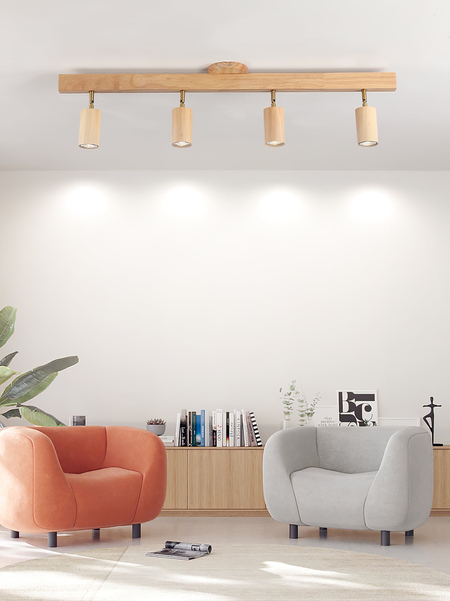 Natural Wood Beam Spotlight Light - Rustic Ceiling Lighting Fixture for Farmhouse, Loft & Industrial Decor | Perfect for Living Room, Bedroom & Dining Room