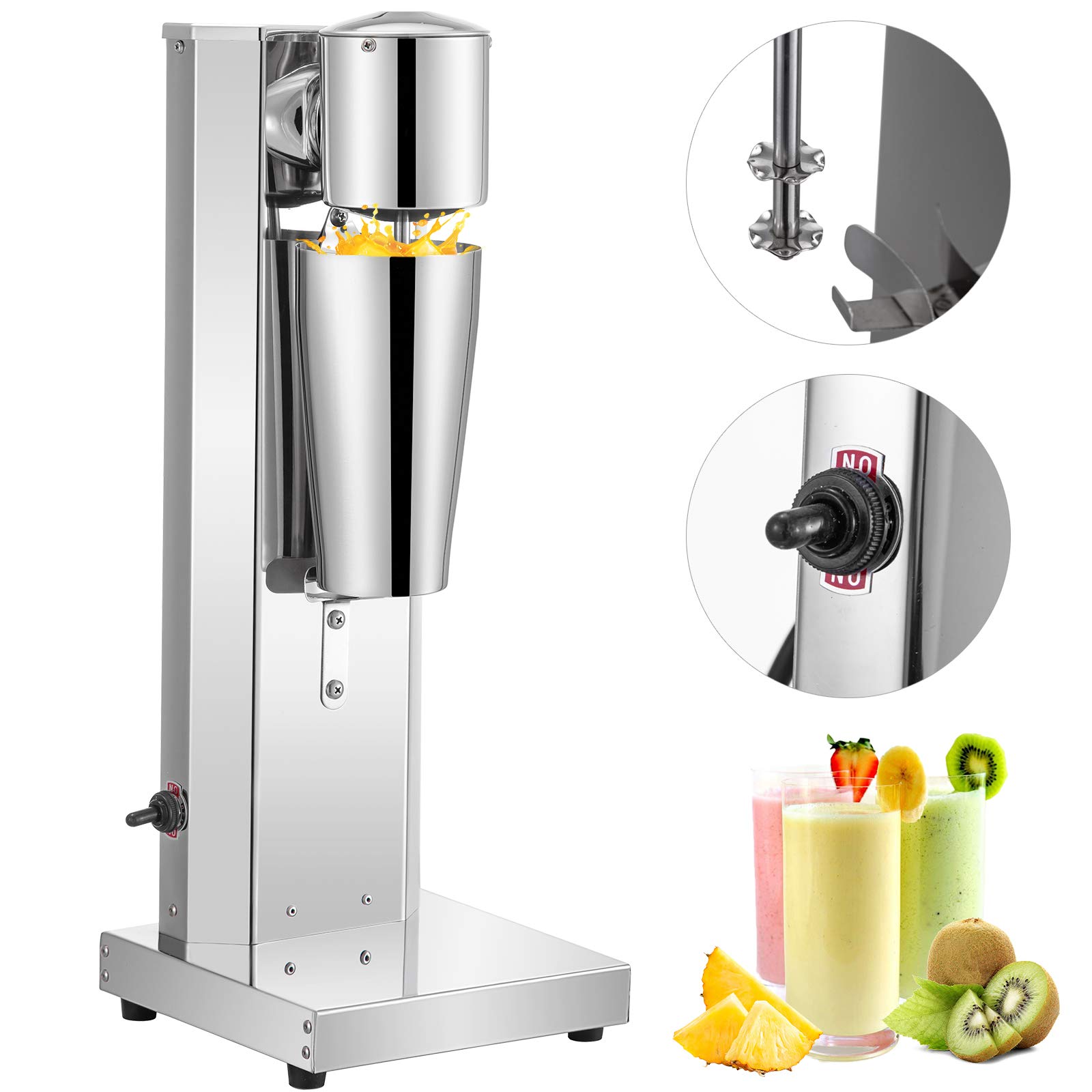 VEVOR Commercial Milkshake Maker Machine - 180W Stainless Steel Electric Shake Mixer with 800ml Cup, 2-Speed Adjustable for Thick & Creamy Milkshakes - Perfect for Ice Cream Shops, Diners, Cafes & Home Use