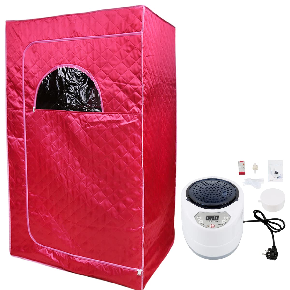Portable Steam Sauna 80×100×170 cm with 2 Steam Generators, 2 Beds, Waterproof Home Sauna Cabin, Full Body Personal Spa Sauna (Red) - Perfect for Home Relaxation, Detox & Muscle Recovery