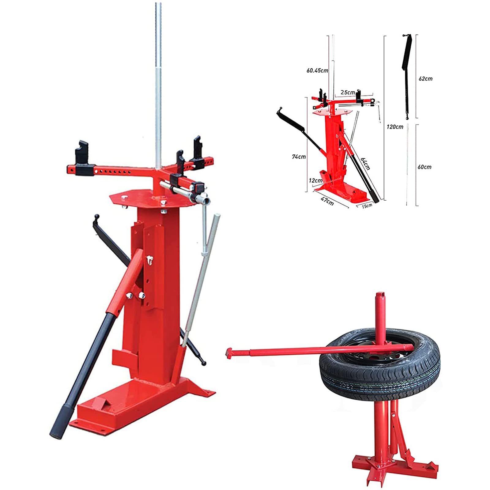 Portable Manual Tire Changer Machine with Bead Breaker - Hand Tool for Truck, ATV & Car Tires (4