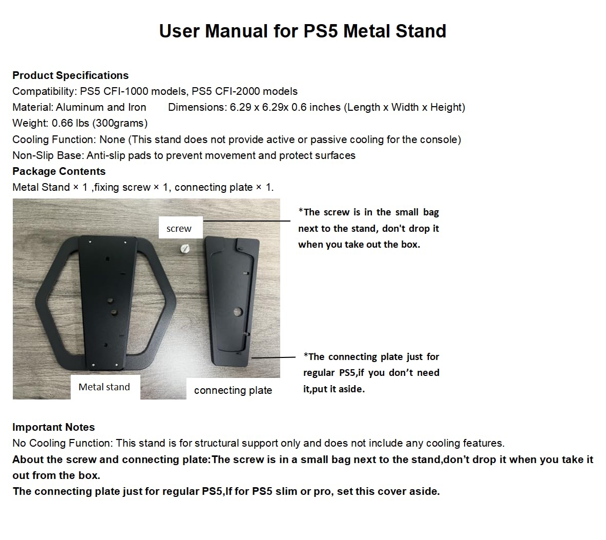 Premium All-Metal Vertical Stand for PS5 Slim & PS5 Consoles - Secure Gaming Display Stand with Non-Slip Base for Living Room & Game Room Setup