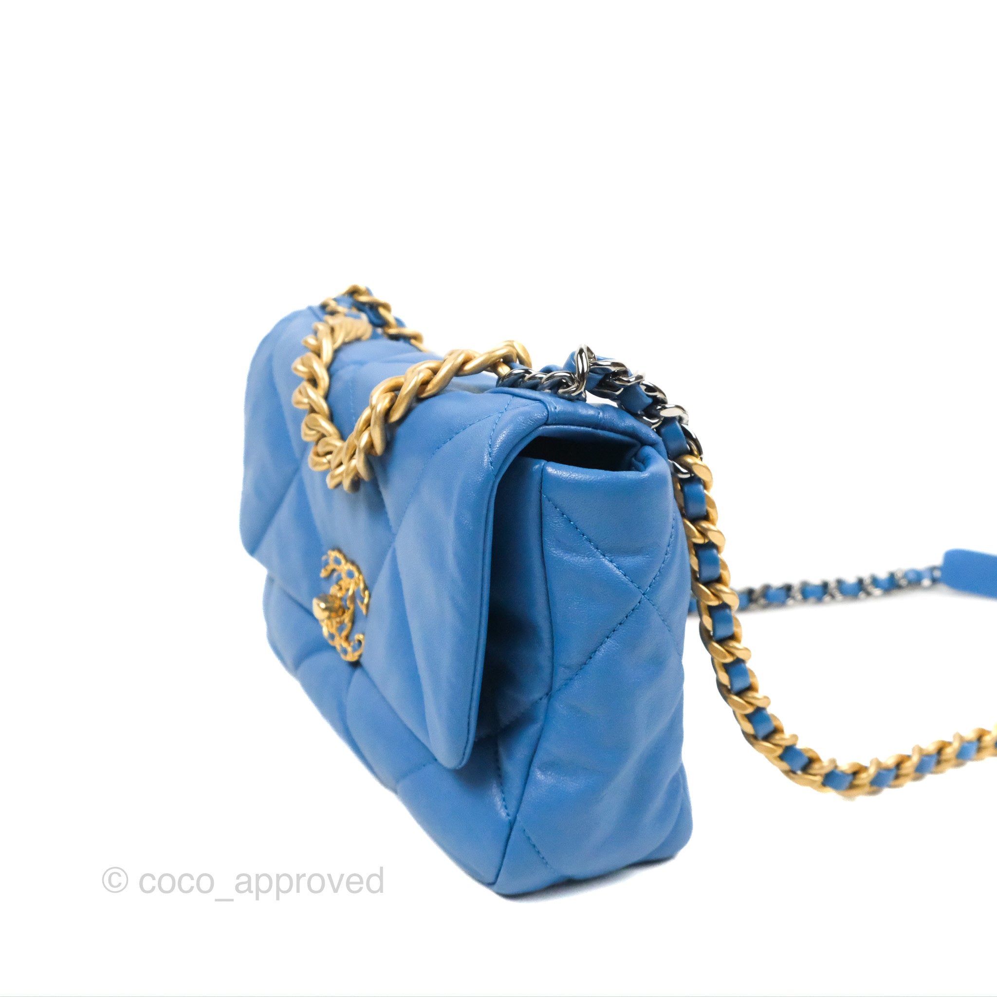 Chanel 19 Small Handbag in Blue with Mixed Hardware - Luxury Crossbody Bag for Women, Perfect for Date Night & Evening Events