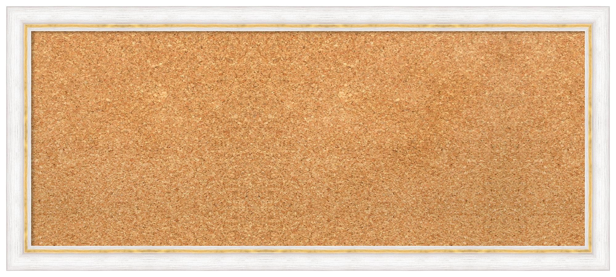 Amanti Art 14x32 Natural Cork Board with White Wood Frame - Vision Board, Office Decor & Home Organization Pinboard | Perfect for Displaying Photos, Notes & Inspirations in Home, Office or Classroom