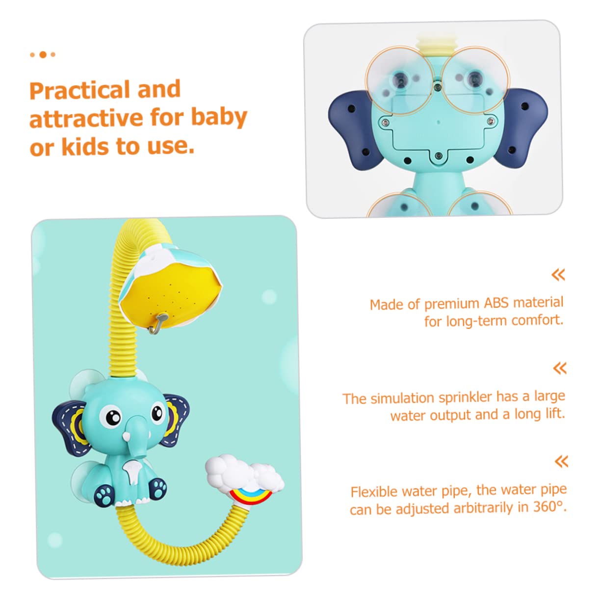 FAVOMOTO 2-Pack Electric Elephant Bath Toys with Sprayer - Fun Shower Head for Kids, Water Play Toy for Bathtime & Pool Parties - BPA-Free Plastic Baby Bath Accessories