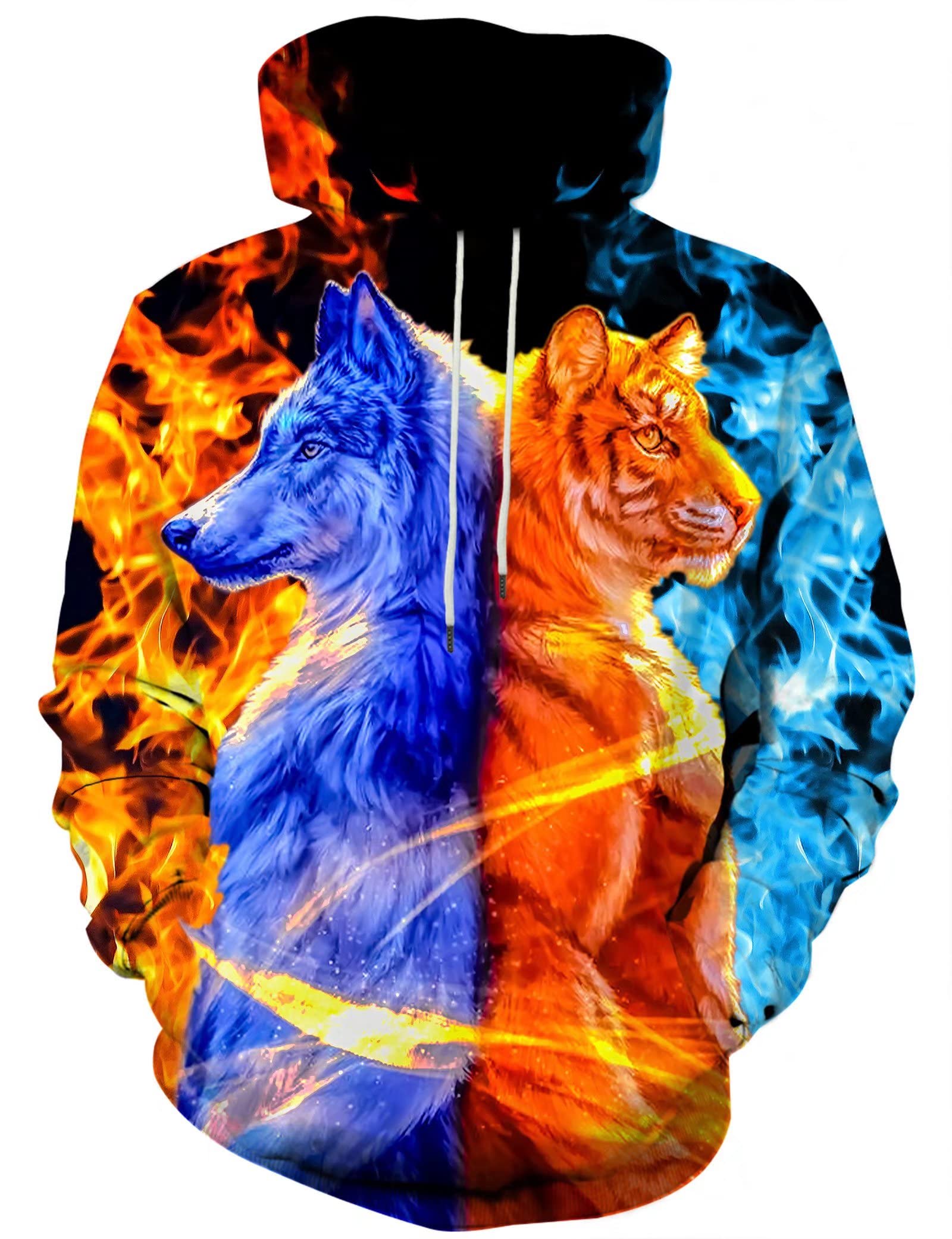EOWJEED 3D Printed Hoodie for Men & Women - Unisex Long Sleeve Sweatshirt with Big Pockets | Trendy Streetwear for Casual Outfits, Gym Wear & Outdoor Activities