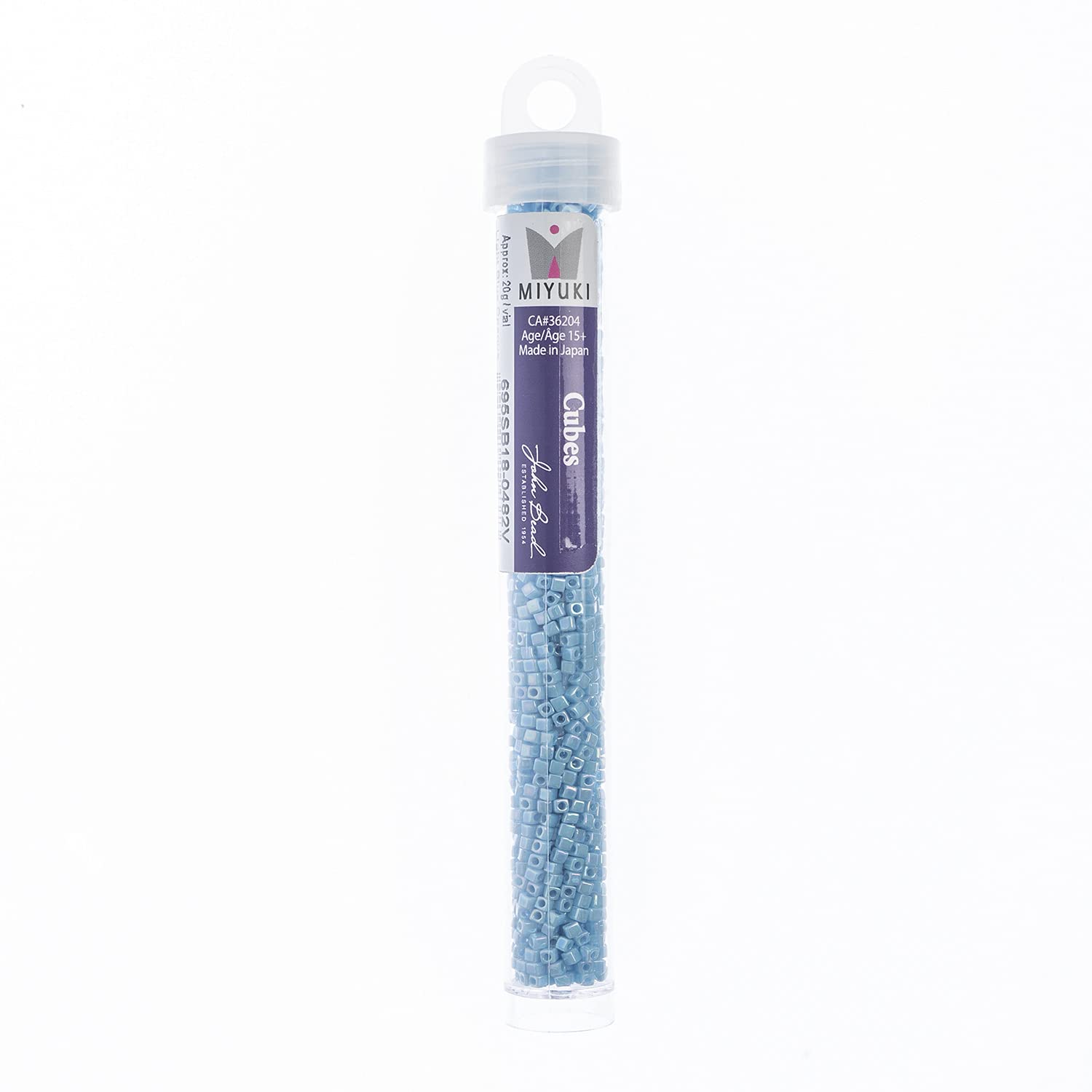 Miyuki 1.8mm Square Glass Beads - Light Blue Opaque AB Finish (20g Vial) | Japanese Seed Beads for Jewelry Making, DIY Crafts & Scrapbooking