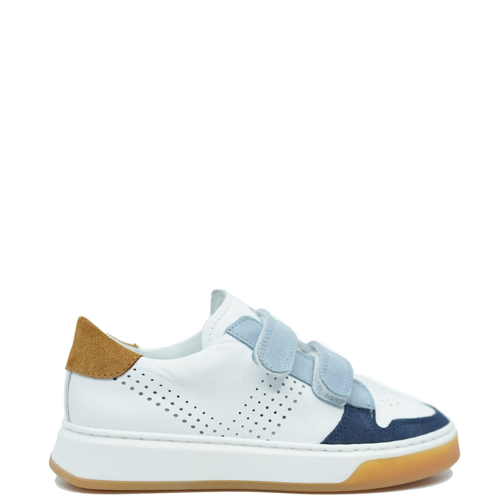 Beberlis Multi-Color Blue Velcro Sneakers for Kids - Comfortable Lightweight Slip-On Shoes for School, Play & Everyday Wear