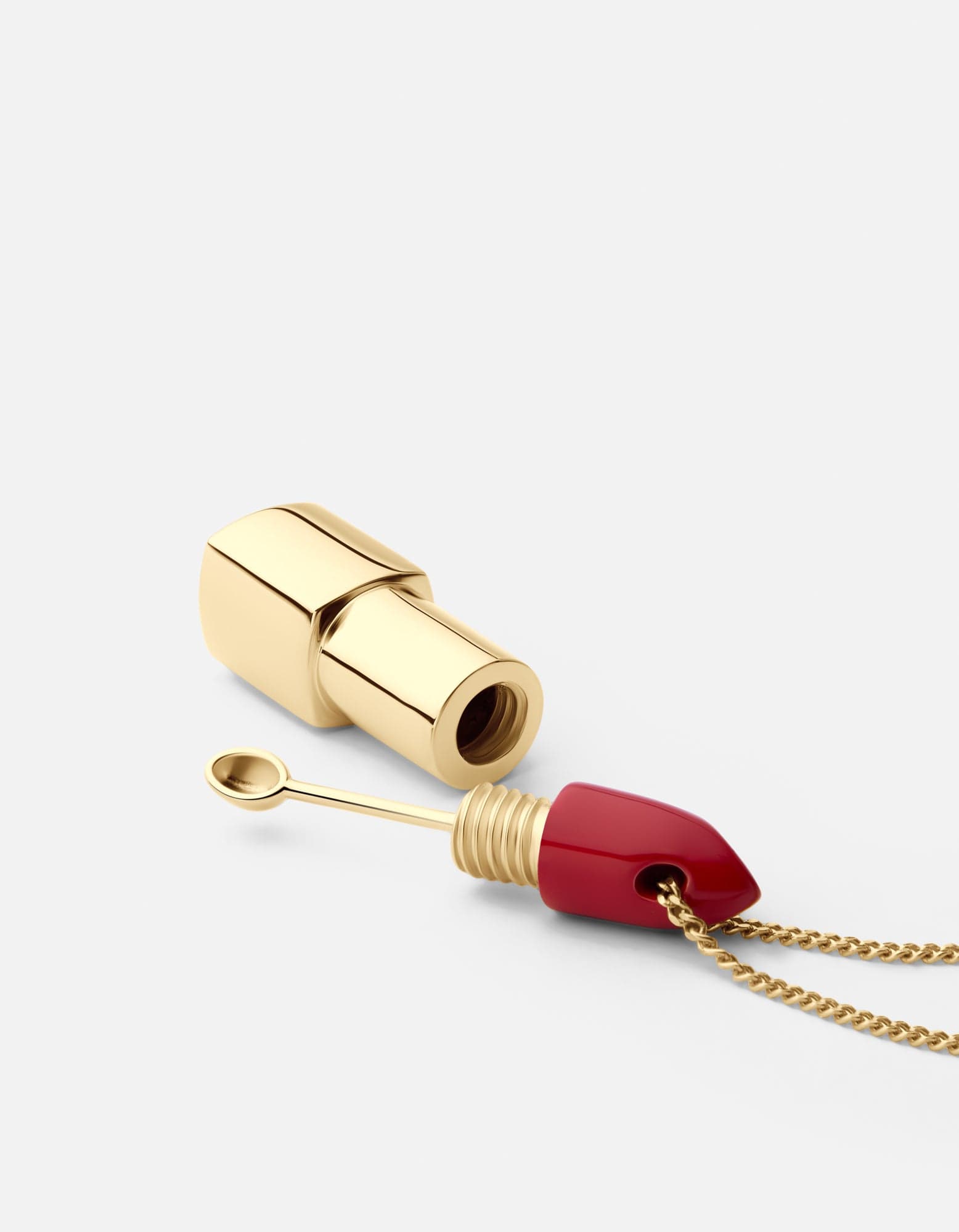 Elegant Lipstick Pendant Necklace - 18K Gold Vermeil with Red Enamel | Perfect Gift for Women, Valentine's Day & Birthday | Fashion Jewelry for Daily Wear & Special Occasions