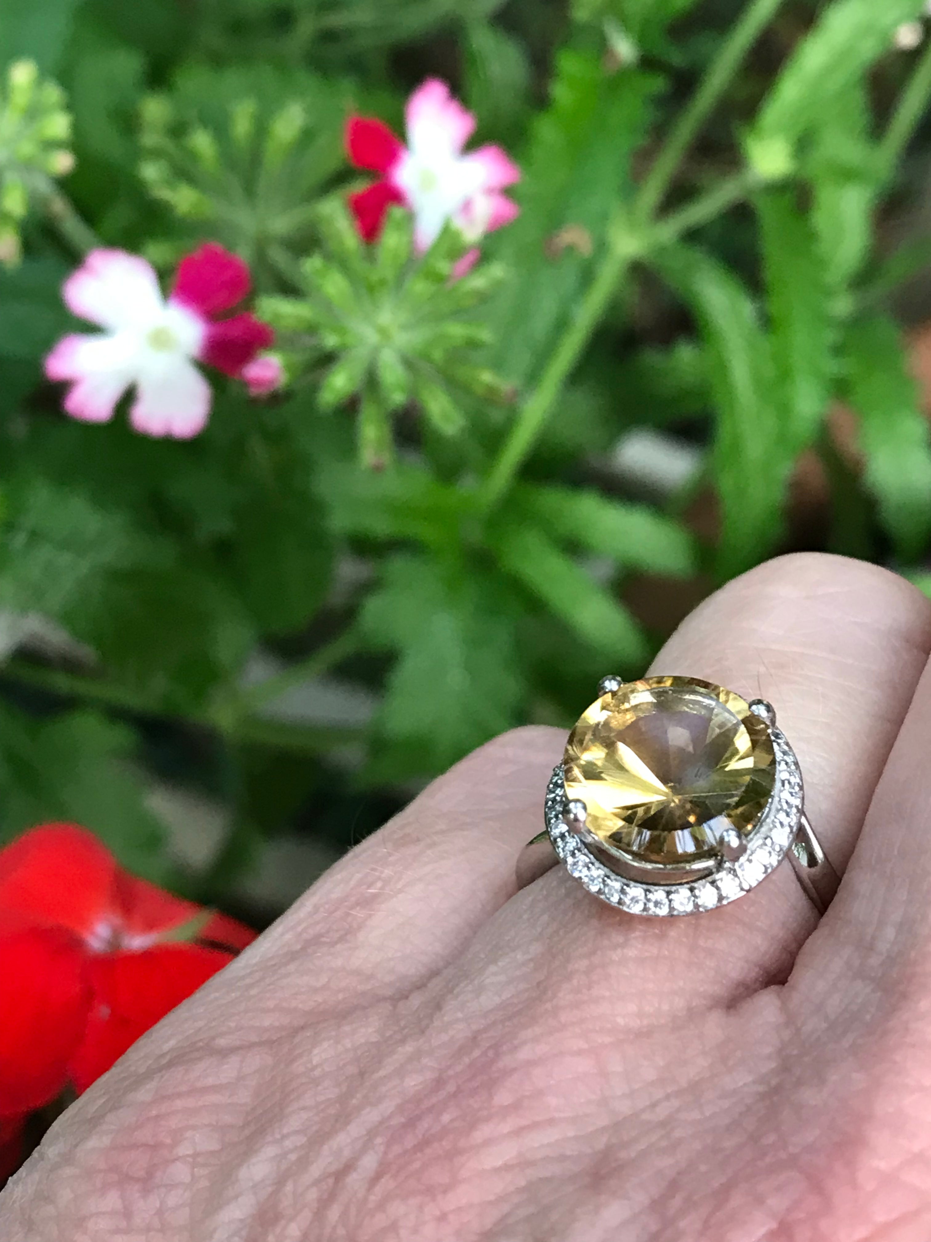 3.83ct Citrine & Diamond Palladium Ring Set - Elegant Wedding, Engagement & Anniversary Jewelry Gift for Women