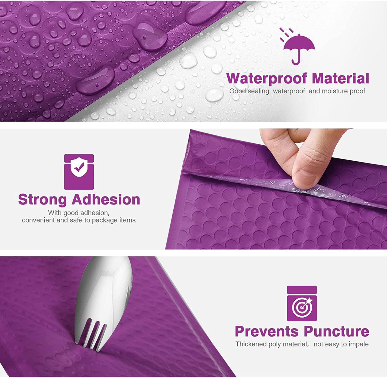 6x10 Bubble Mailer Padded Envelopes for Shipping | Waterproof Purple Mailing Bags | Perfect for Ecommerce, Small Business & eBay Sellers - Protect Your Products During Delivery