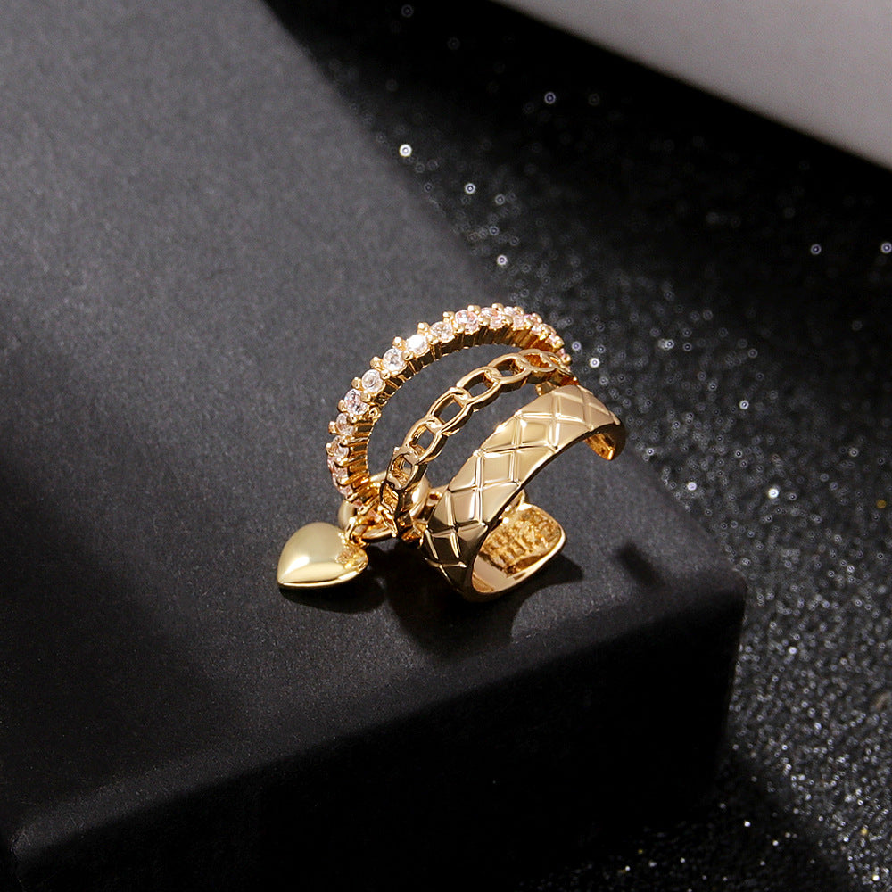 Luxury Layered Heart Ear Cuff Fake Earrings for Women - Fashionable Non-Piercing Clip On Ear Jewelry - Perfect for Parties, Weddings & Date Nights | DMS339