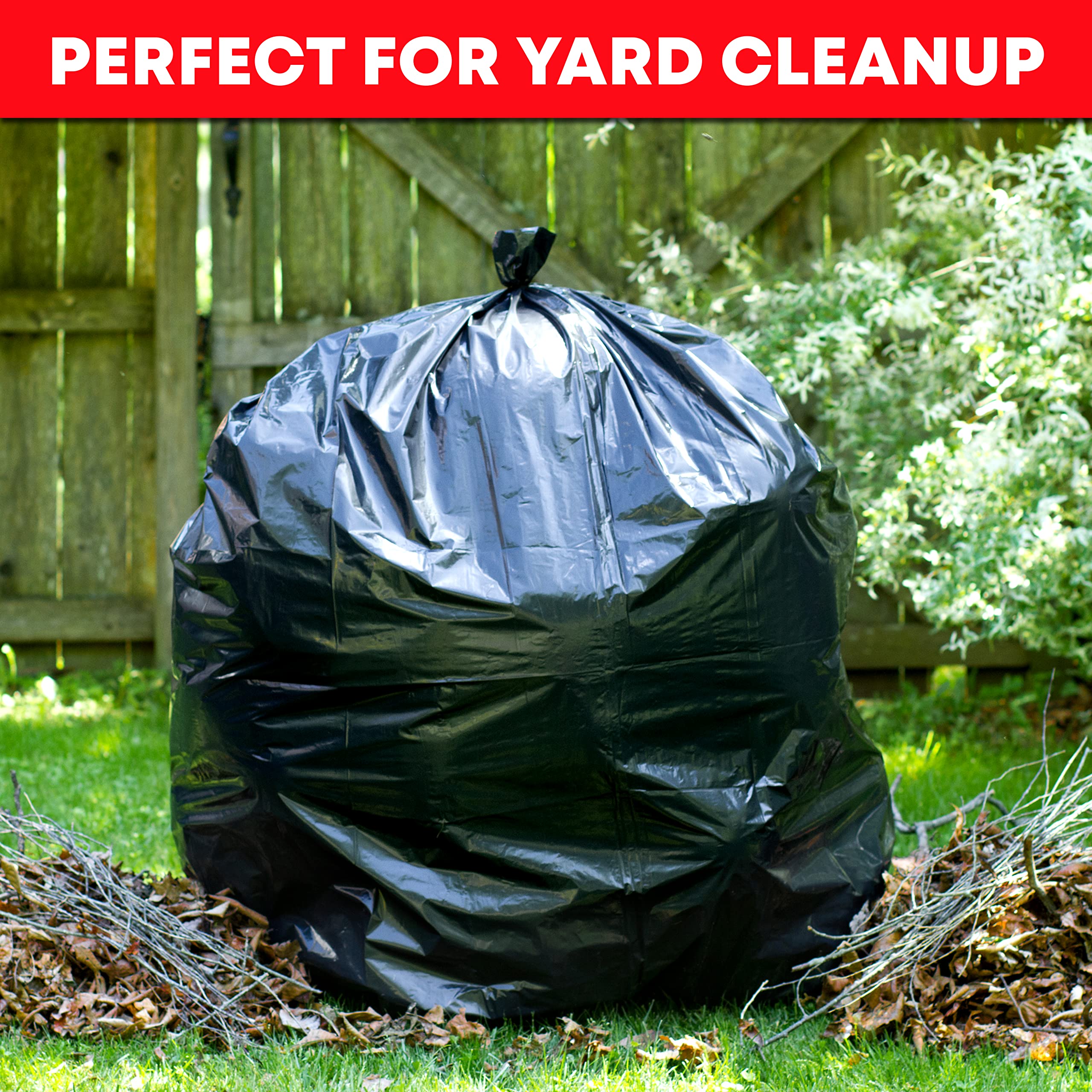 **Heavy Duty 40-45 Gallon Trash Bags with Ties (50 Count) - Extra Large Black Garbage Bags for 39-44 Gallon Trash Cans - Perfect for Kitchen, Office, and Outdoor Use**