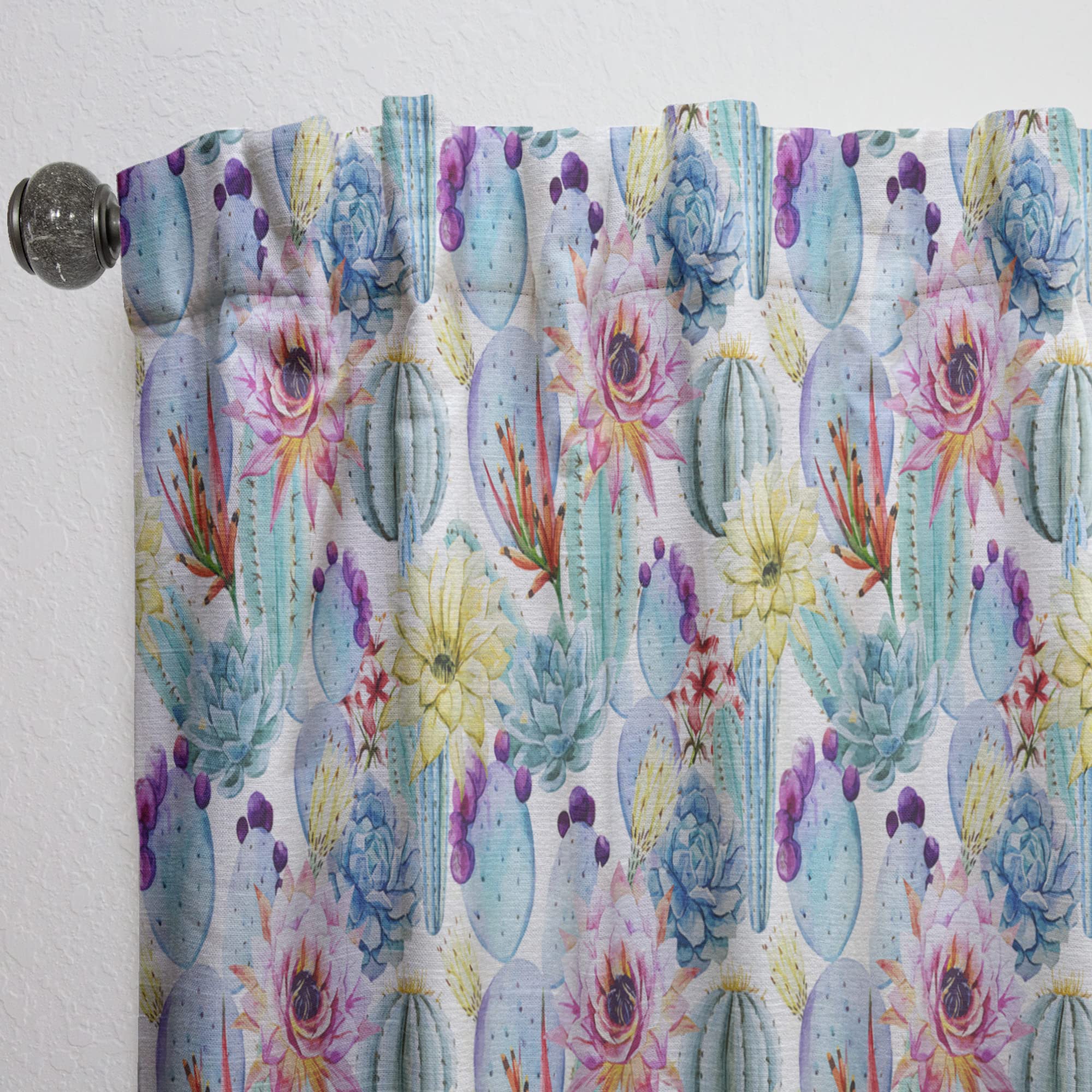 DesignQ Thermal Insulated Curtains - Blossoming Cactus & Tropical Flower Pattern - 52x95 Inch Single Panel for Bedroom & Living Room | Blackout Drapes for Home Decor, Energy Saving & Privacy Protection