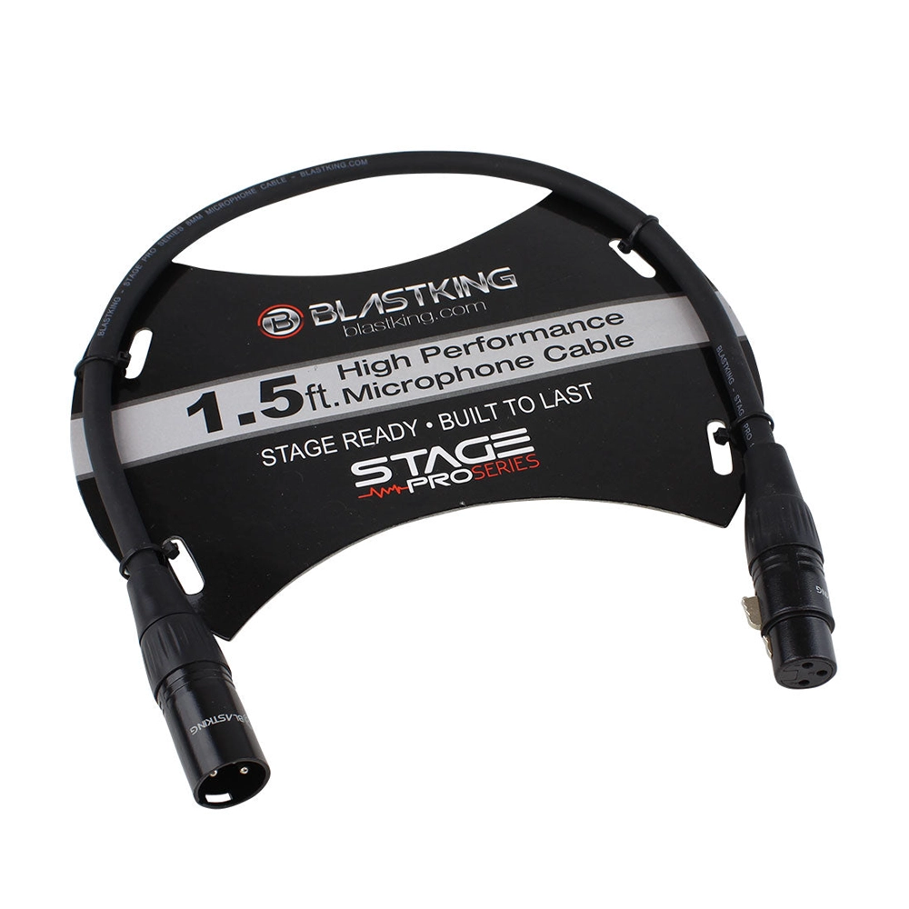 Blastking XLR Male to XLR Female 1.5 Ft Microphone Cable - Professional Audio Cable for Studio Recording, Live Performances & Podcasting - SP1.5XLR
