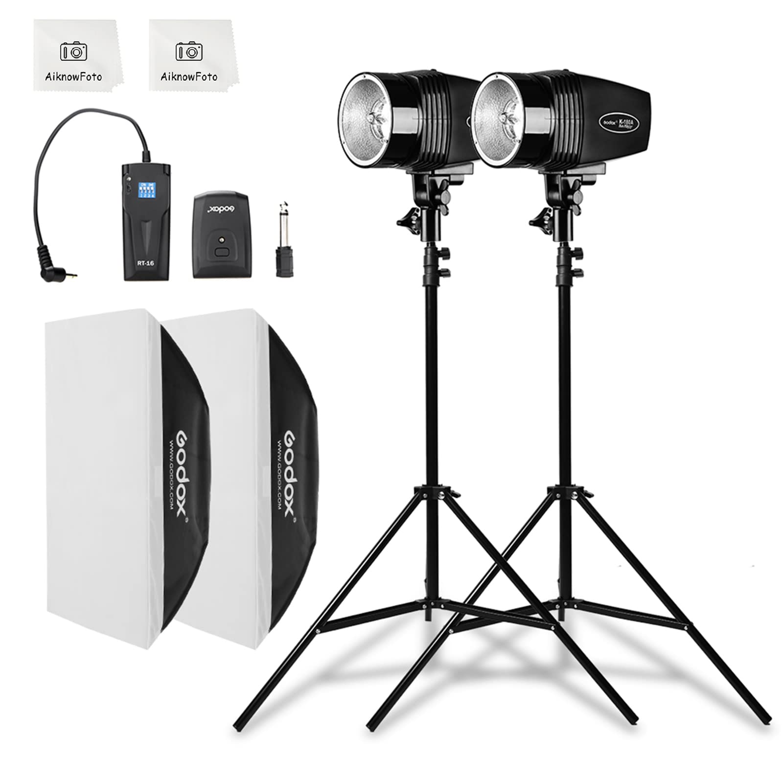 Godox Professional 180W Studio Strobe Lighting Kit (2 Monolights) - 5600K Daylight Balanced, Includes Flash Trigger, Softbox & Light Stands - Perfect for Portrait, Product & Fashion Photography