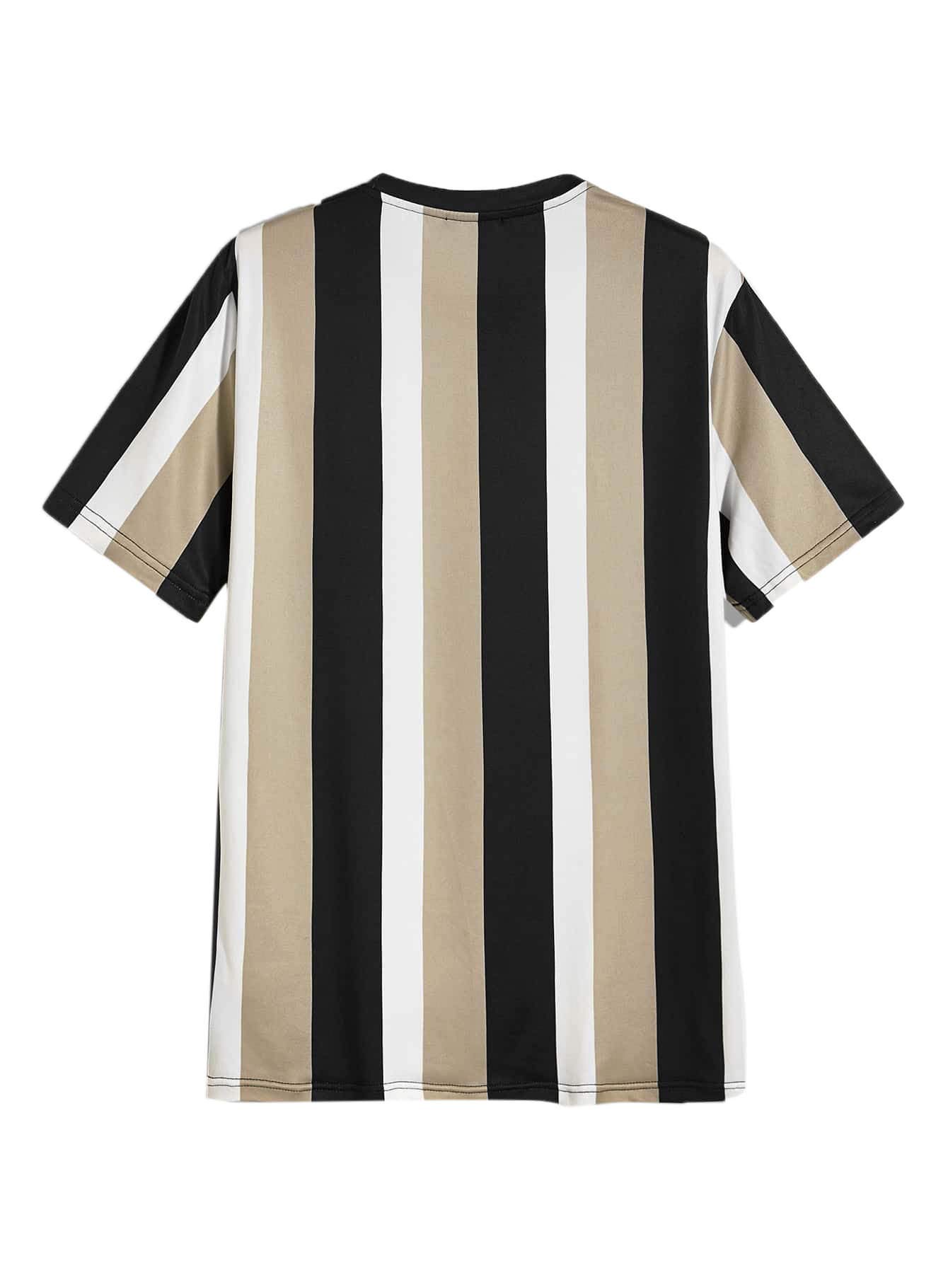 Stylish Men's Casual Graphic Striped Print Crewneck Short Sleeve T-Shirt - Comfortable Summer Tee for Streetwear, Outing & Daily Wear