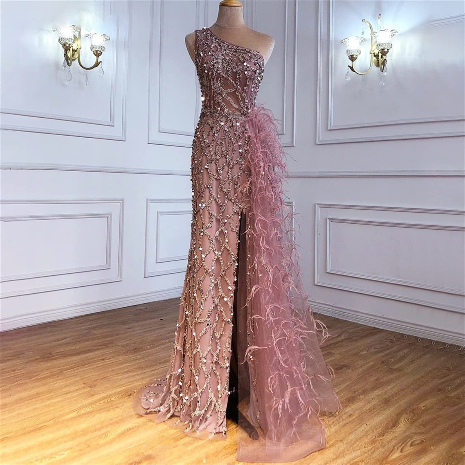 Elegant Pink Maxi Evening Dress for Women - US Size 8 | Party, Cocktail, Wedding & Bridesmaid Gown with High Slit | Perfect for Formal Events, Prom Nights & Special Occasions