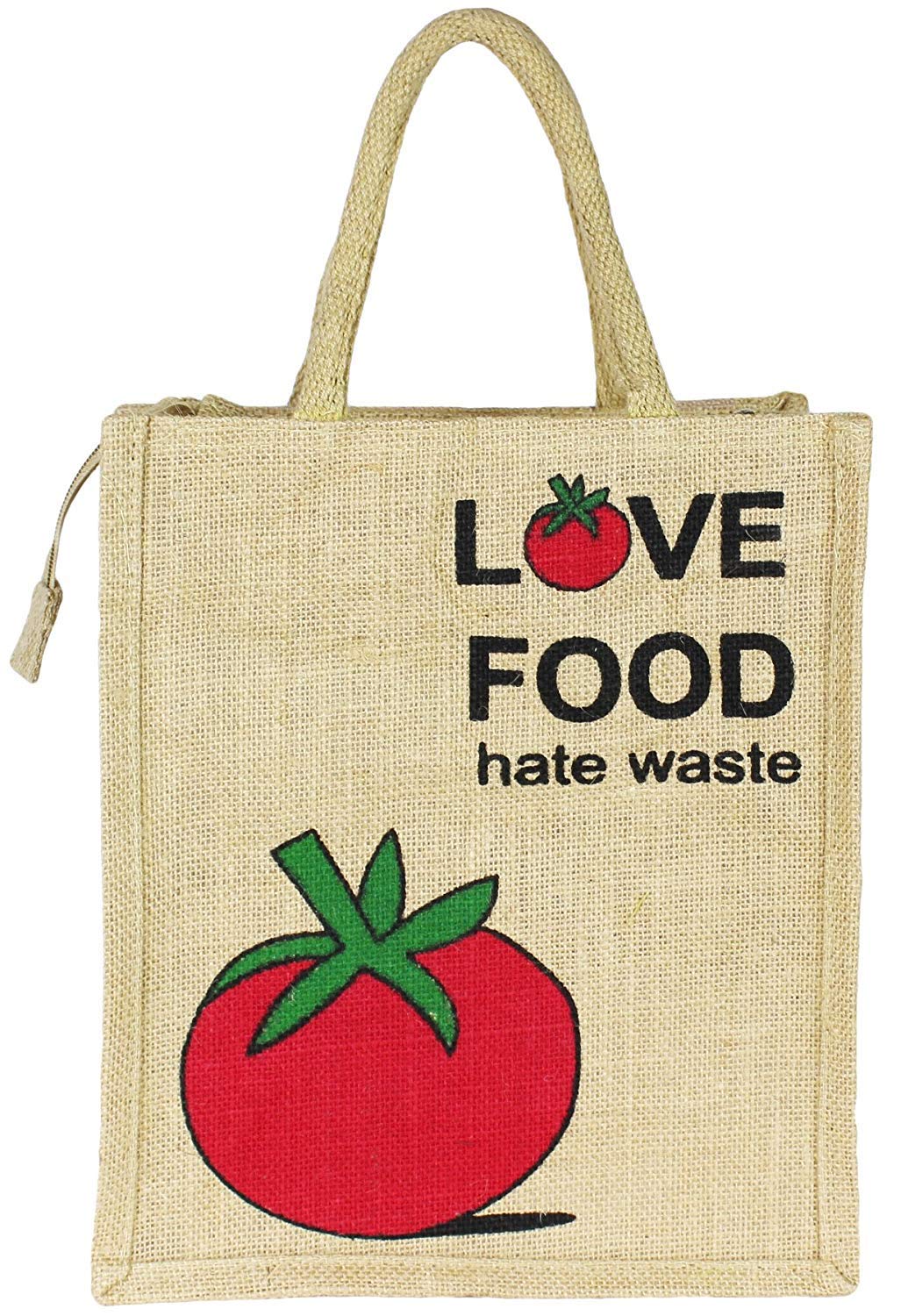 Eco-Friendly Jute Lunch Bag with Zipper Closure - Reusable Tote for Office, School & Shopping - Multipurpose Food Storage Bag for Women, Men & Kids (12