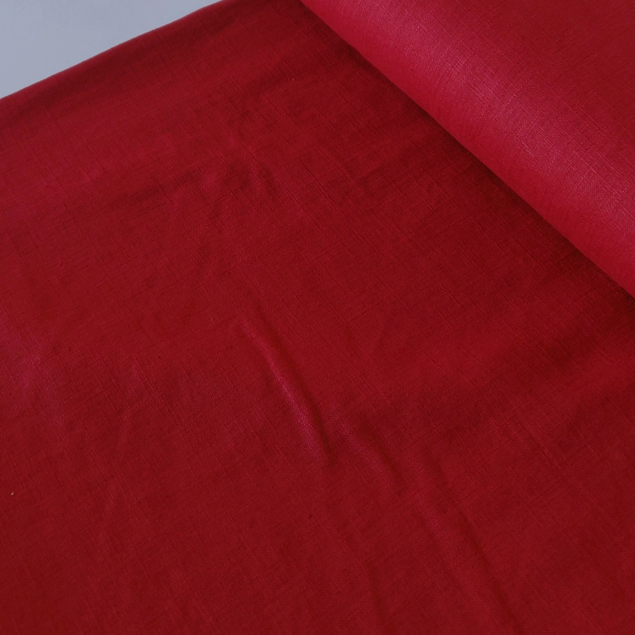 Premium Washed Linen Cotton Fabric - Soft & Breathable Red Material for Clothing, Dresses & Home Decor | DIY Sewing, Upholstery & Craft Projects