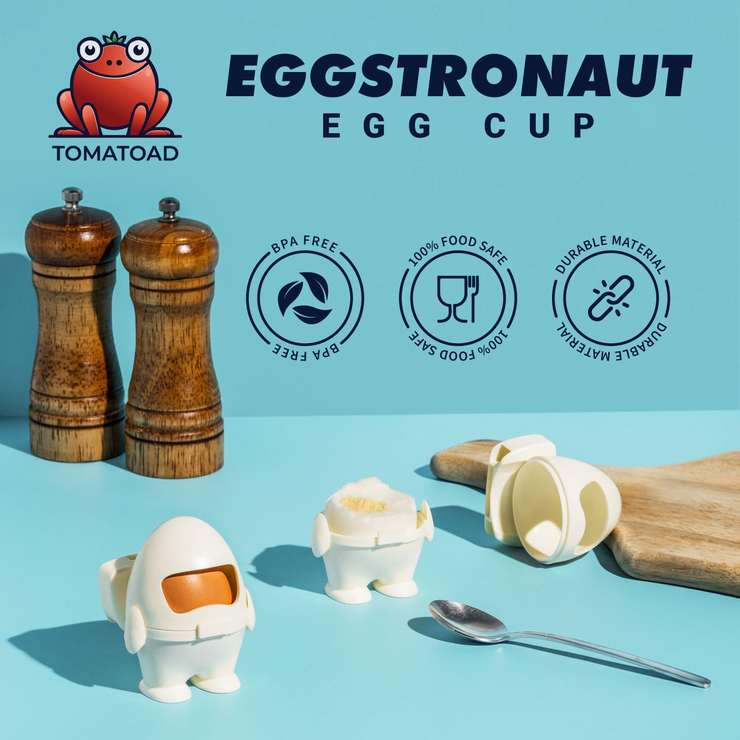 Eggstronaut Egg Cup - Astronaut-Themed Soft & Hard Boiled Egg Holder - Space Gift for Breakfast Lovers - Cream Color - Perfect for Easter, Kids' Meals & Space-Themed Parties