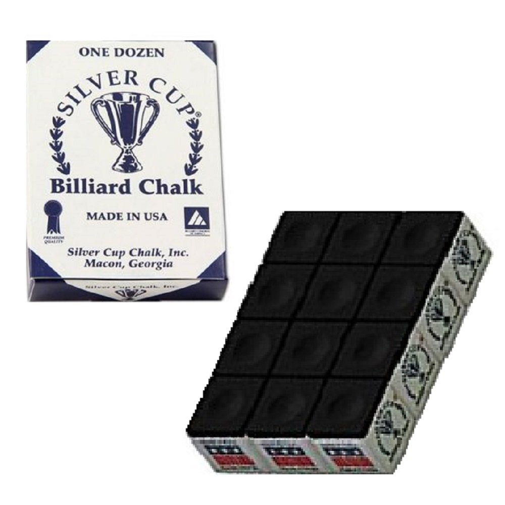 Premium Silver Cup Billiard Chalk - 12-Piece Box in Black | Perfect for Pool, Snooker & Carom Games | Enhances Grip & Reduces Cue Tip Wear