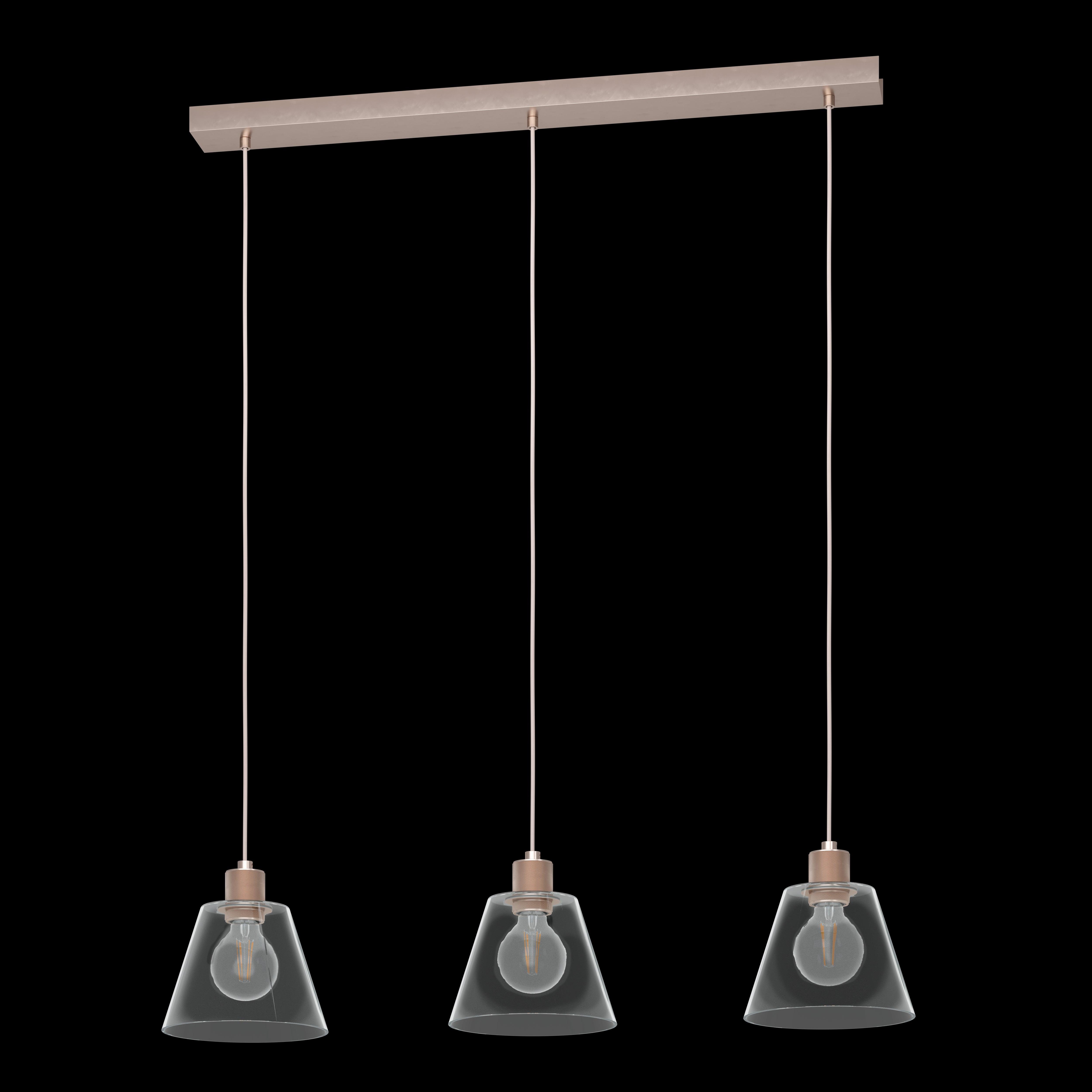 Eglo Copley 3-Light Rose Gold Ceiling Pendant with Glass Shades - Modern Dining Room Lighting Fixture for Kitchen Island or Bedroom